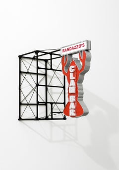 "Randazzo
s" Miniature Wall-Mounted Clam Bar Restaurant Sign, Wood and Paper