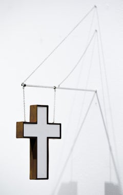 "White Cross", Miniature, Wall-Hanging Sculpture, Architecture, Sign