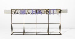 "Yamaha City" Hand-Crafted Small Scale Sign Structure Free Standing Sculpture