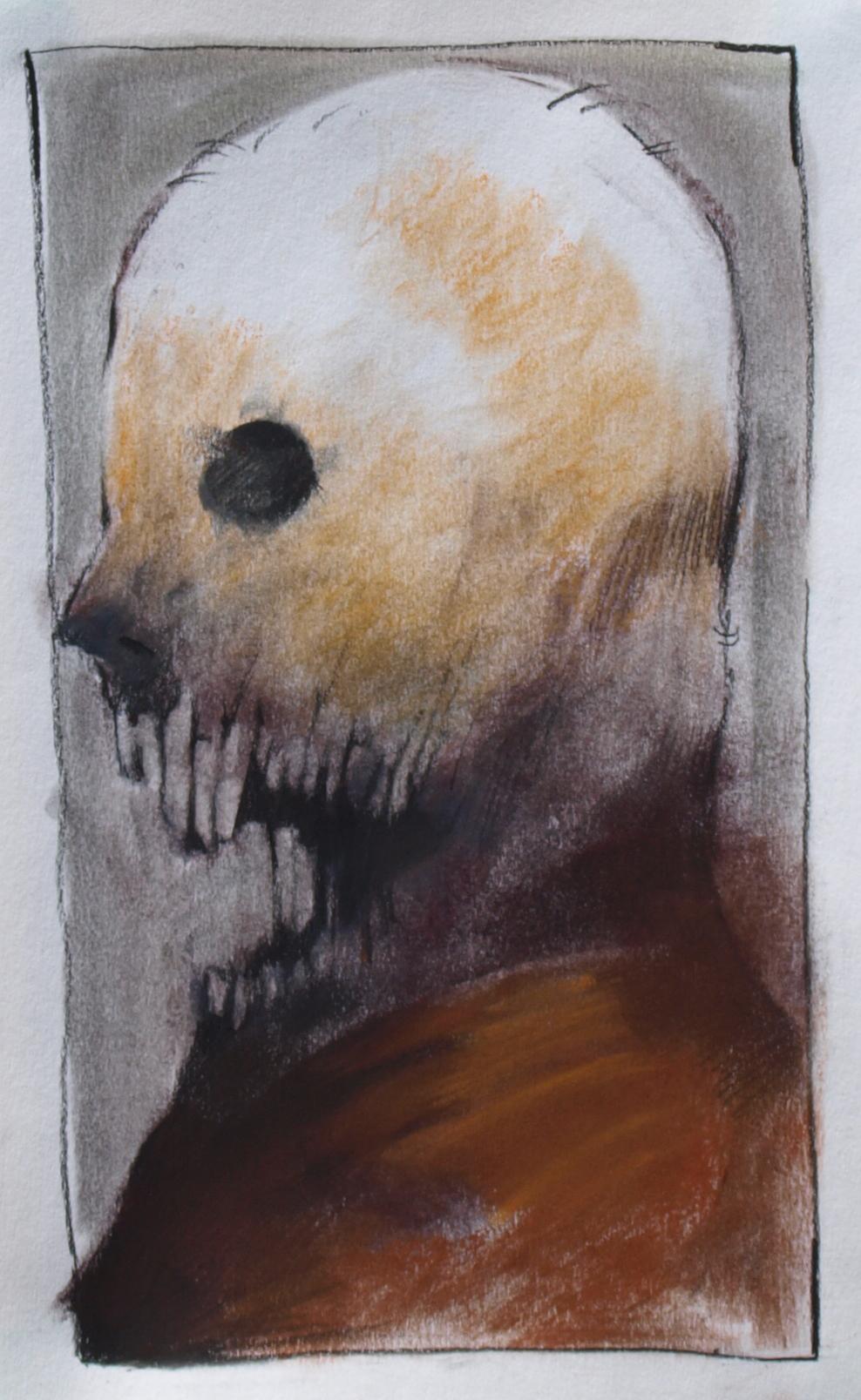 Tête de mort, peinture d'origine - Mixed Media Art de Drew McSherry
