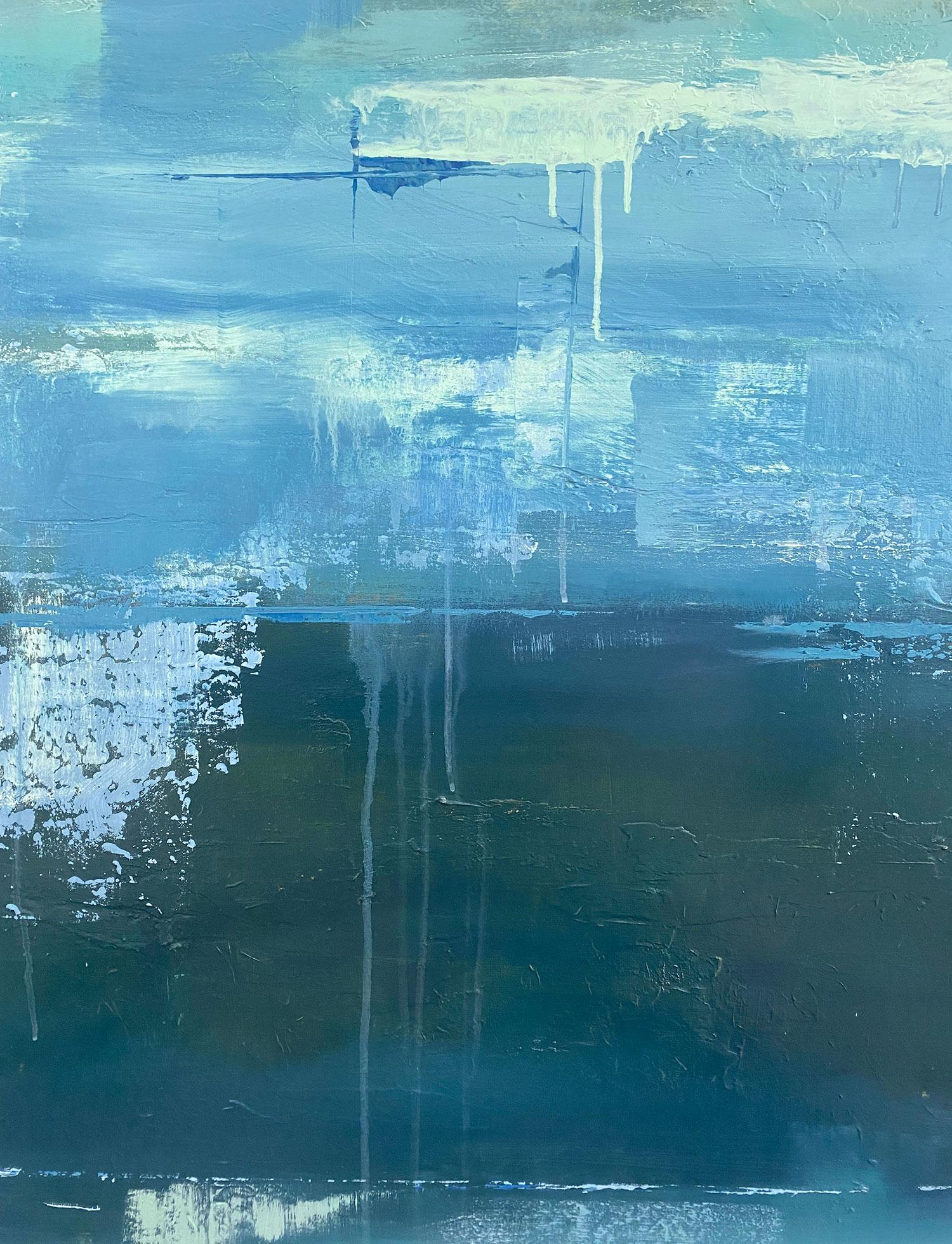 Peinture abstraite « Oceans Away » - Bleu Abstract Painting par Drew Noel Marin