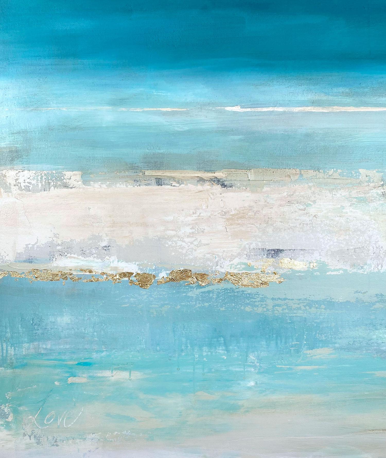 Peace of Mind, Peinture abstraite - Bleu Abstract Painting par Drew Noel Marin