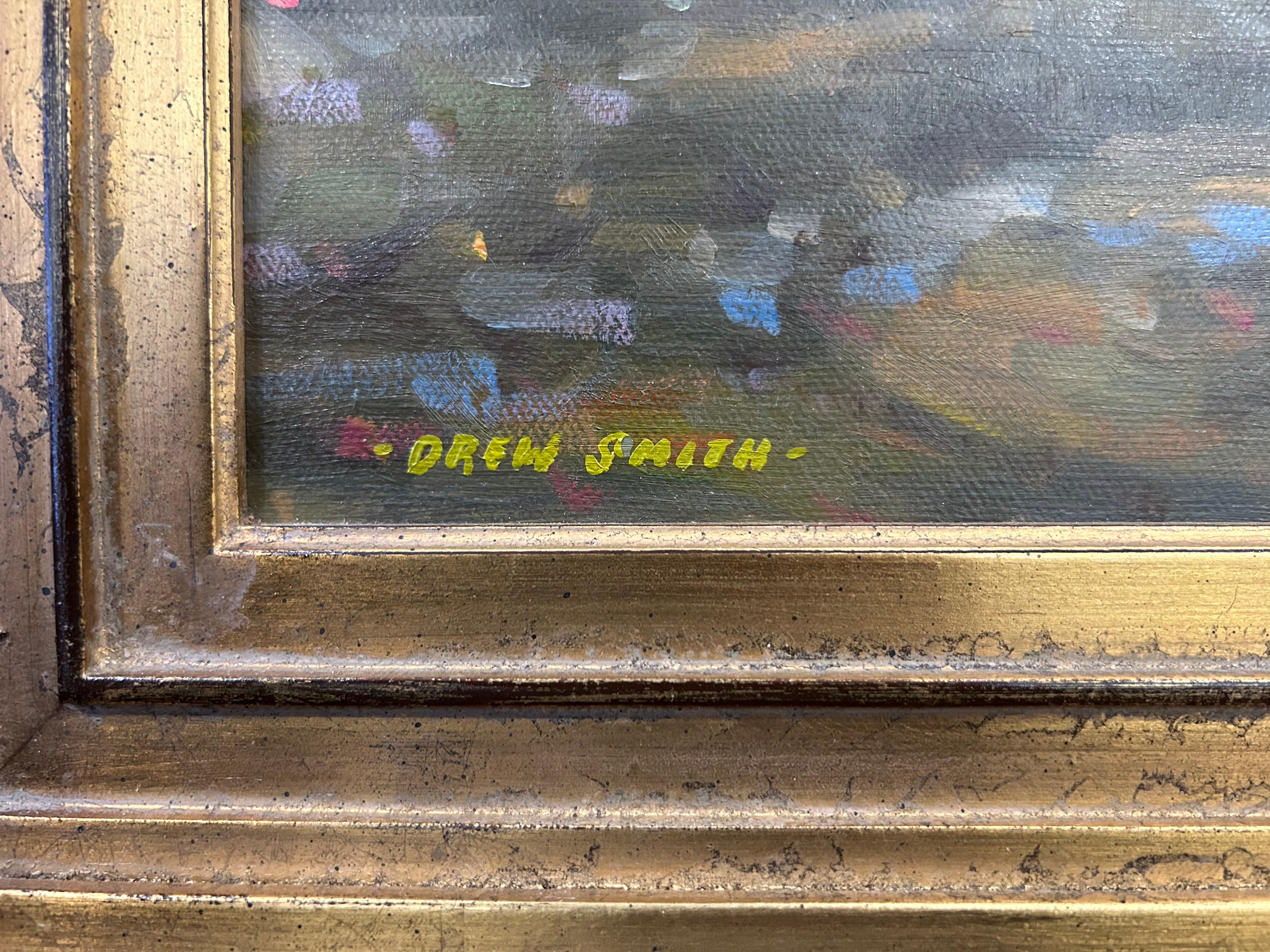 September Song, Drew Smith Impressionist River Landscape Oil Painting Gold Frame 2
