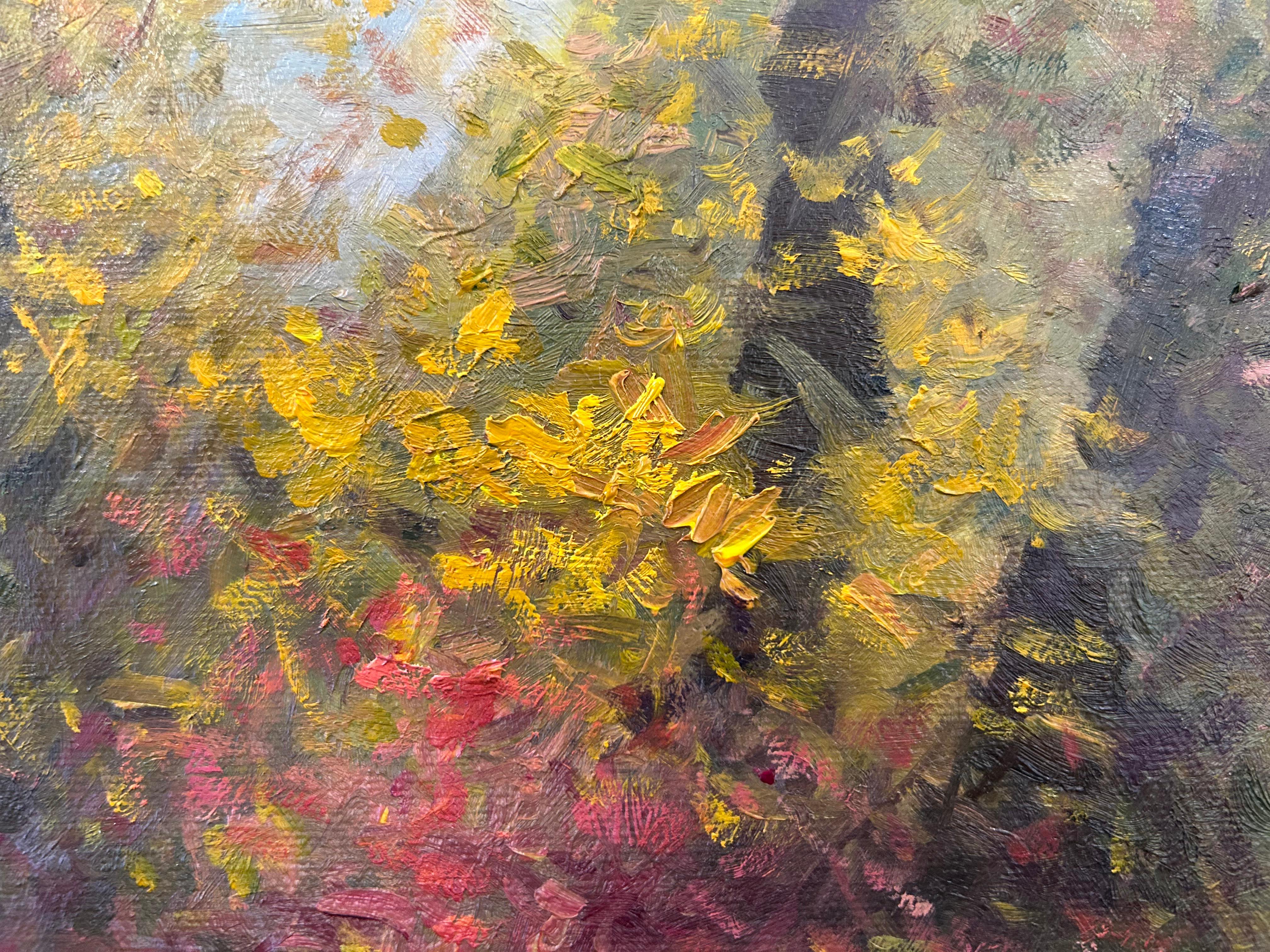 September Song, Drew Smith Impressionist River Landscape Oil Painting Gold Frame 3