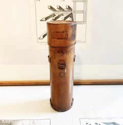 Drew & Sons Picadilly Circus Hunting Travel Flask Leather, Chrome Glas ca. 1900