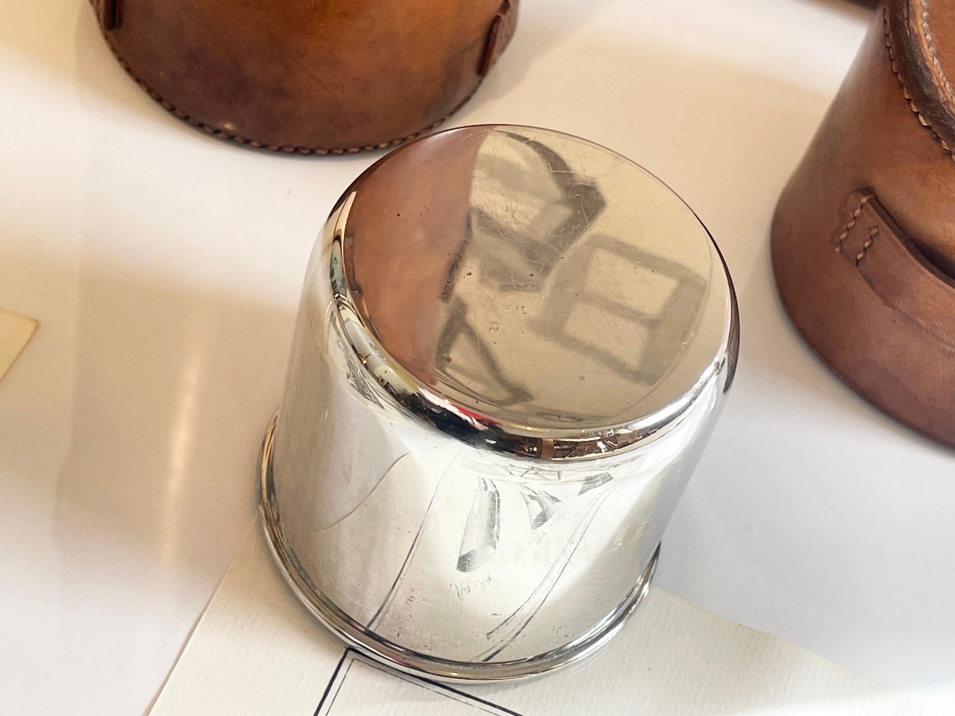 Drew & Sons Picadilly Circus Hunting Travel Flask Leather, Chrome Glas ca. 1900 In Good Condition In Andernach, DE