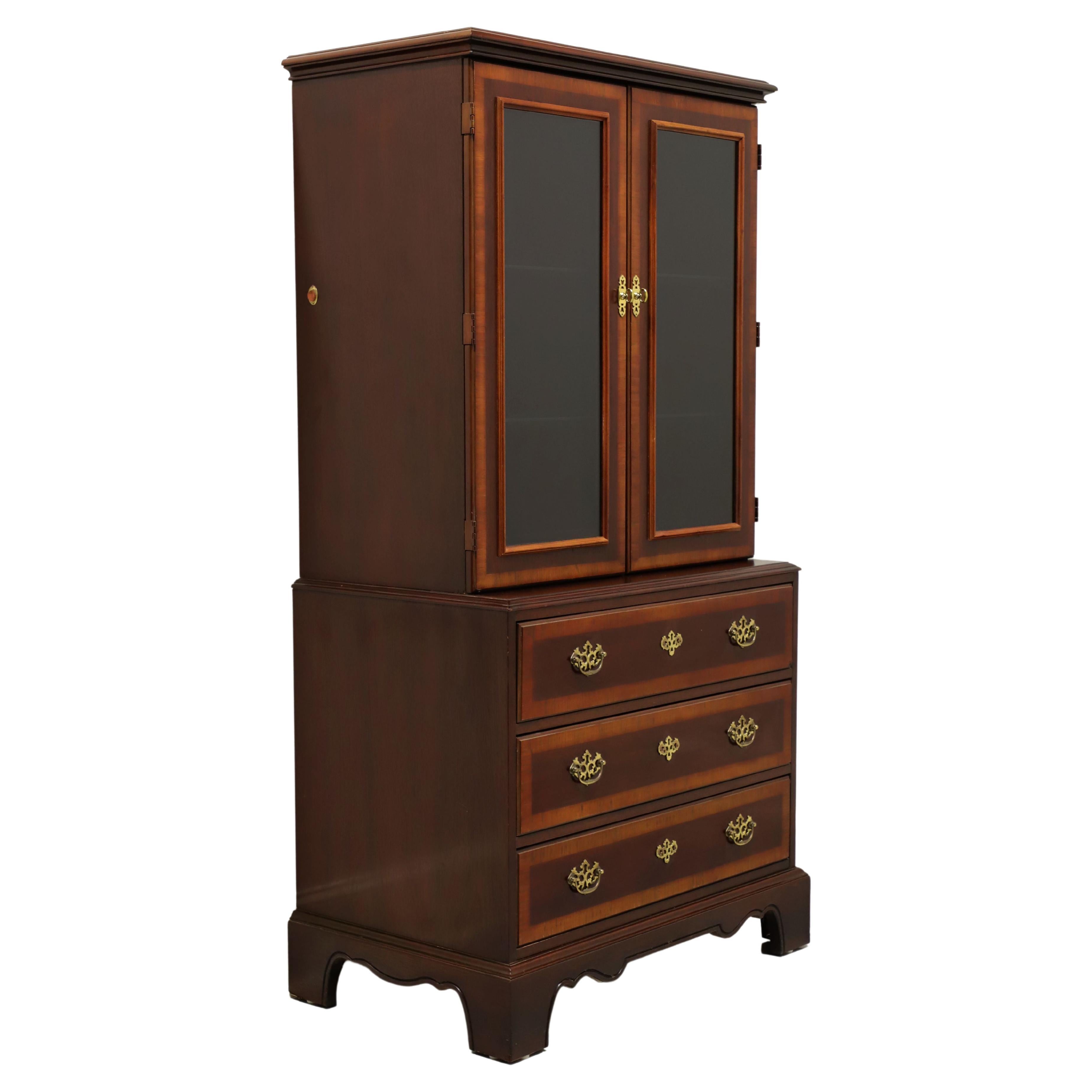 DREXEL 18th Century Collection Banded Mahogany Curio / Display Cabinet - B For Sale
