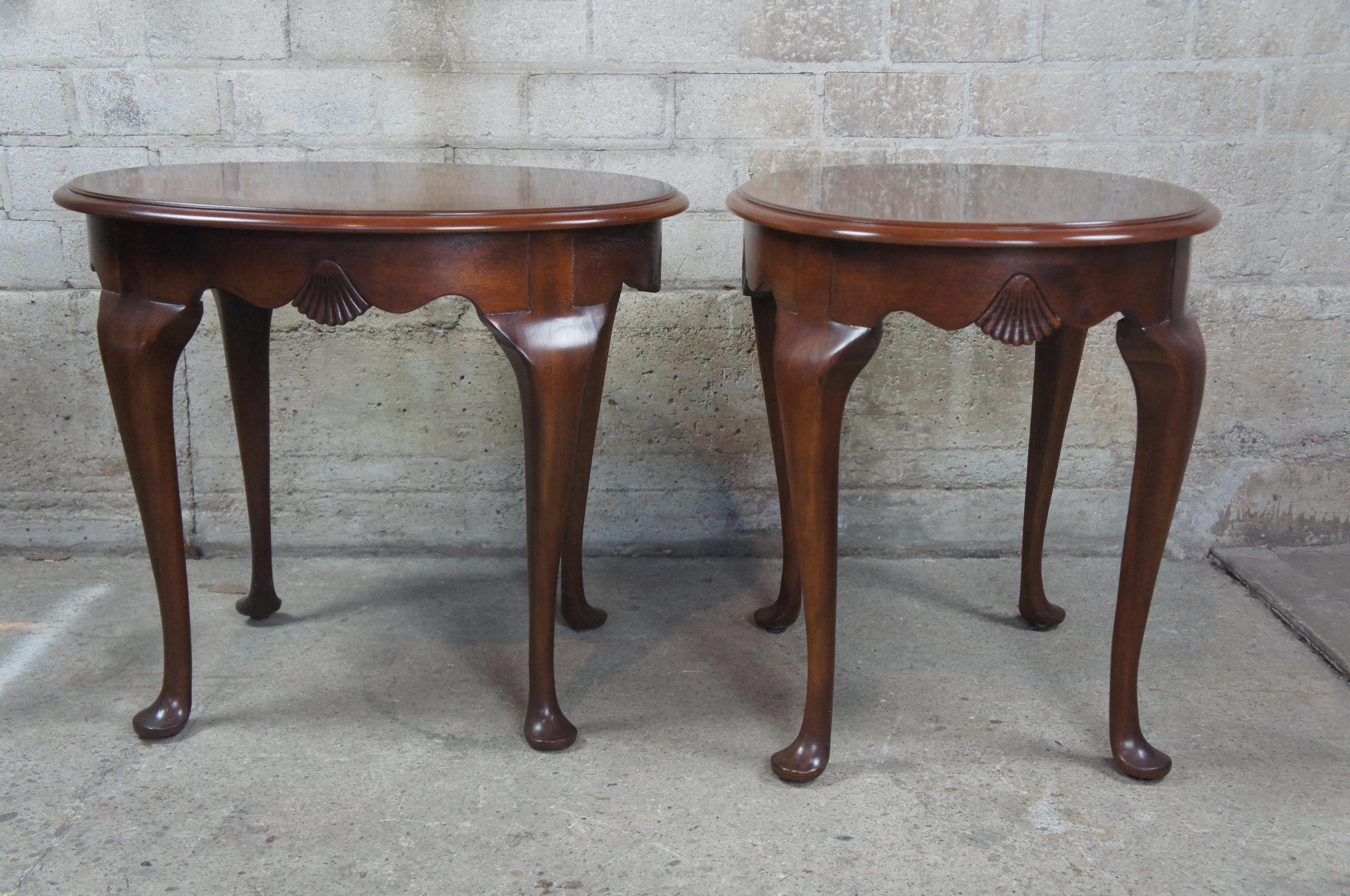 Drexel 18th Century Mahogany Queen Anne Scalloped Oval Accent Tables 138-306 3