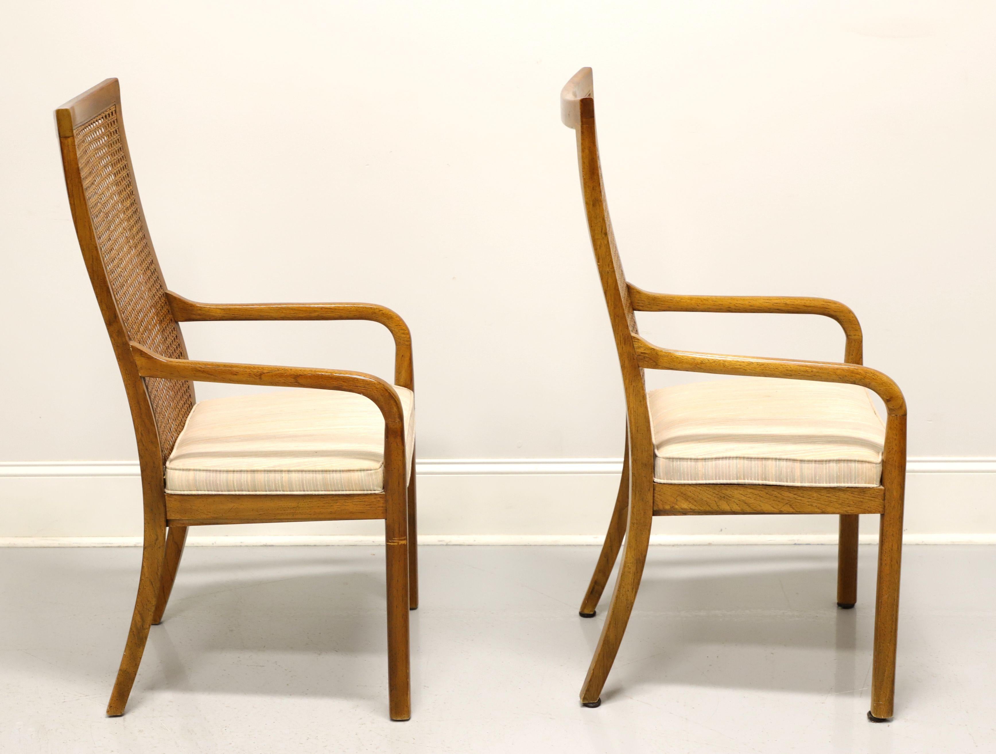 DREXEL Accolade Campaign Style Dining Armchairs - Pair In Good Condition In Charlotte, NC