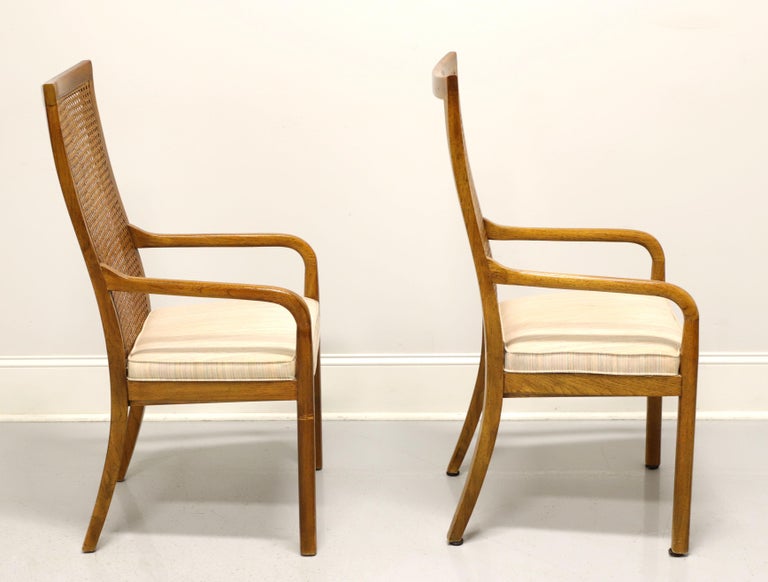 DREXEL Accolade Campaign Style Dining Armchairs - Pair In Good Condition For Sale In Charlotte, NC
