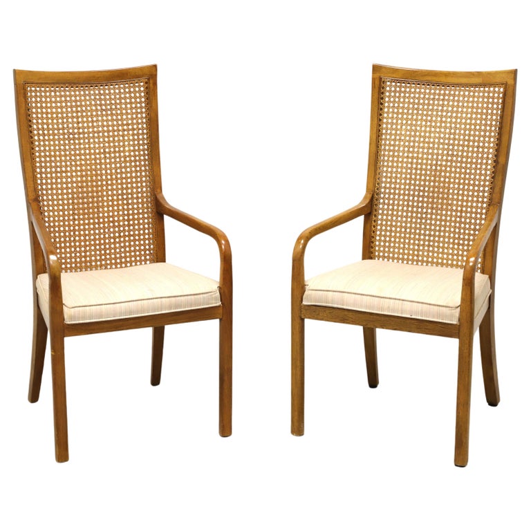 DREXEL Accolade Campaign Style Dining Armchairs - Pair For Sale