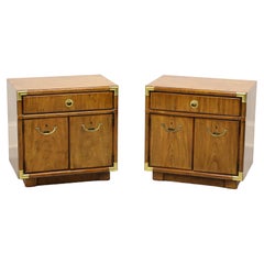 Drexel Accolade Campaign Style Nightstands, Pair