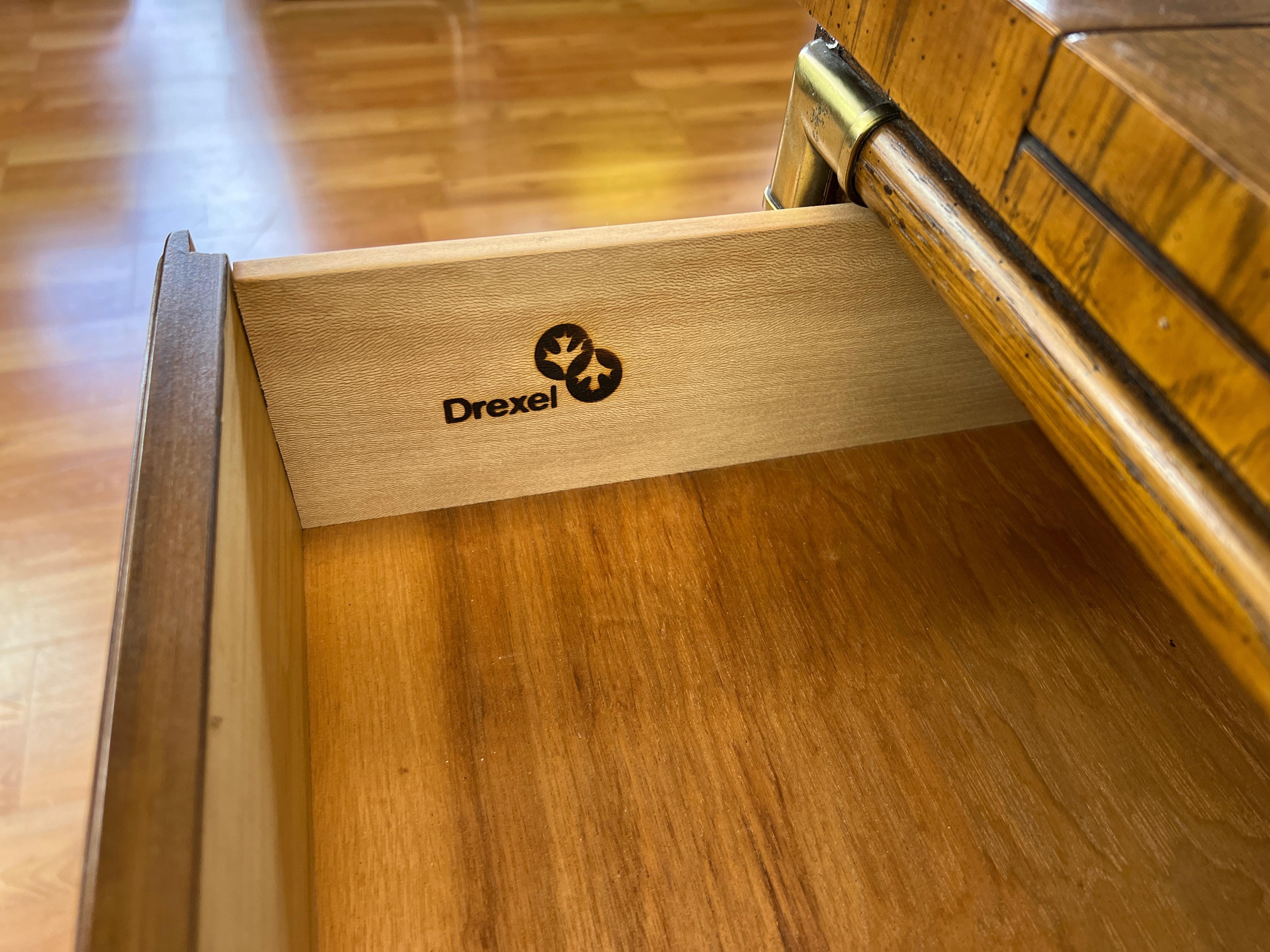 Drexel Accolade II Collection Campaign-Style Flip-Top Dry Bar Cabinet, 1970s 7