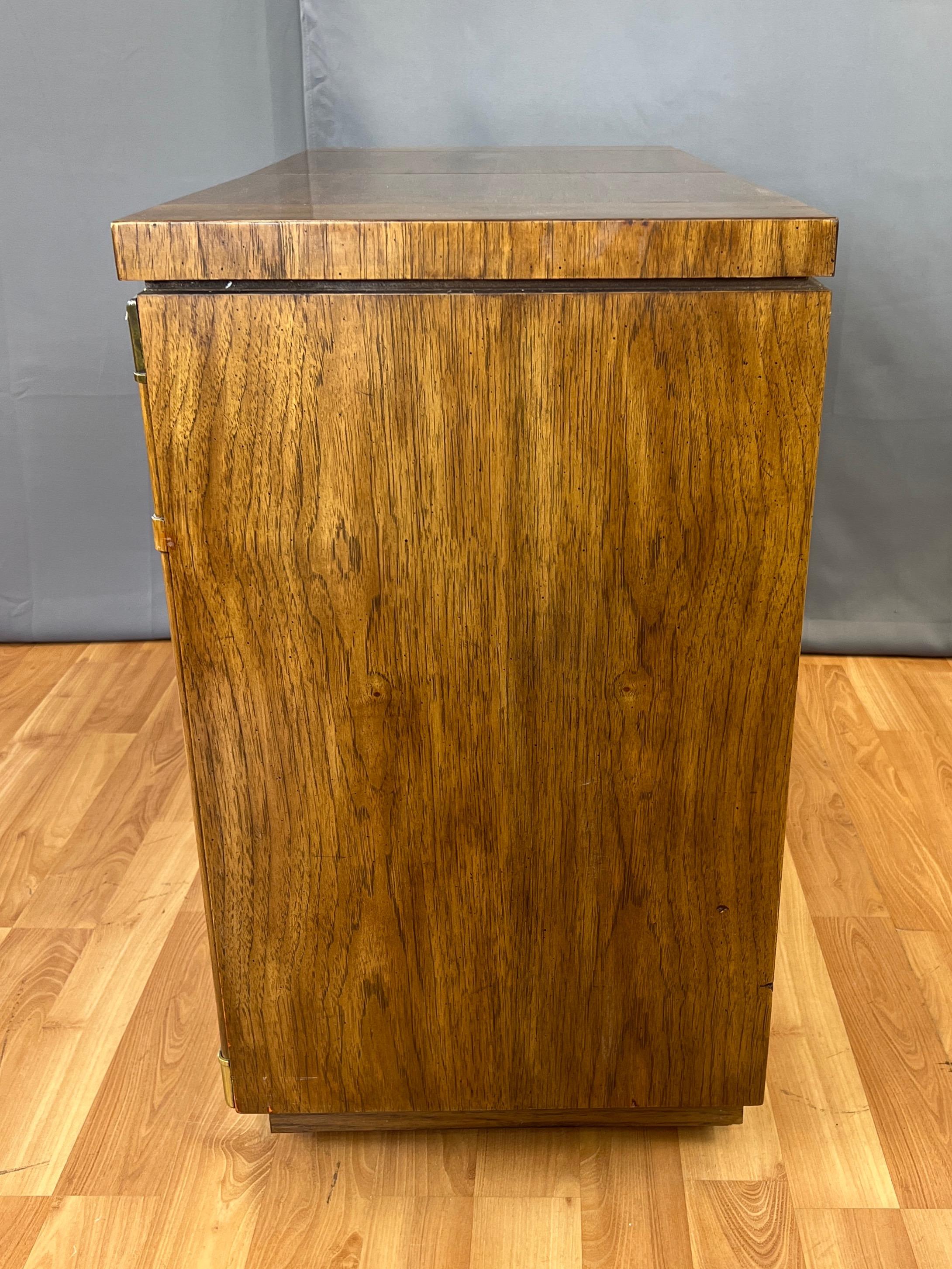 Brass Drexel Accolade II Collection Campaign-Style Flip-Top Dry Bar Cabinet, 1970s