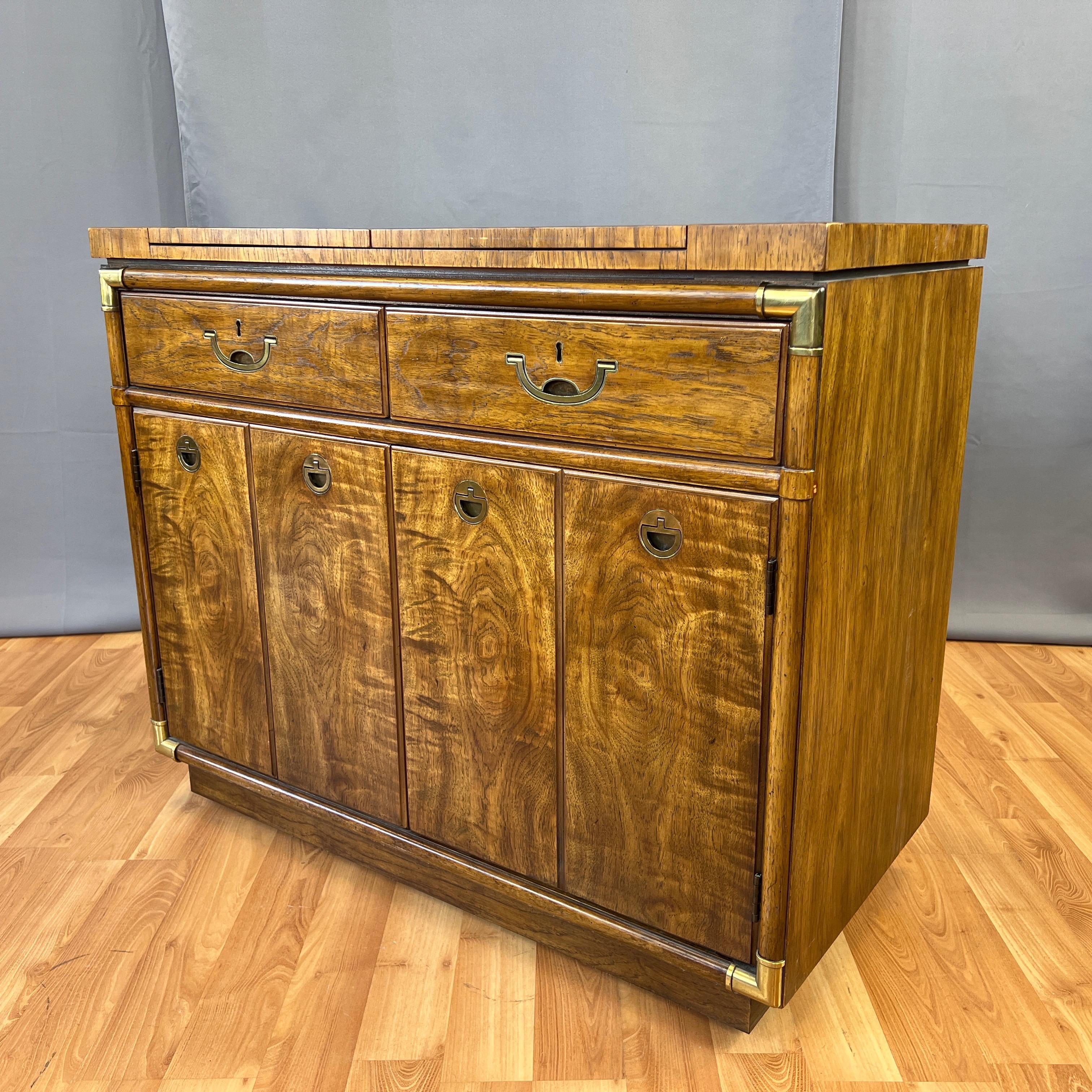 Drexel Accolade II Collection Campaign-Style Flip-Top Dry Bar Cabinet, 1970s 1