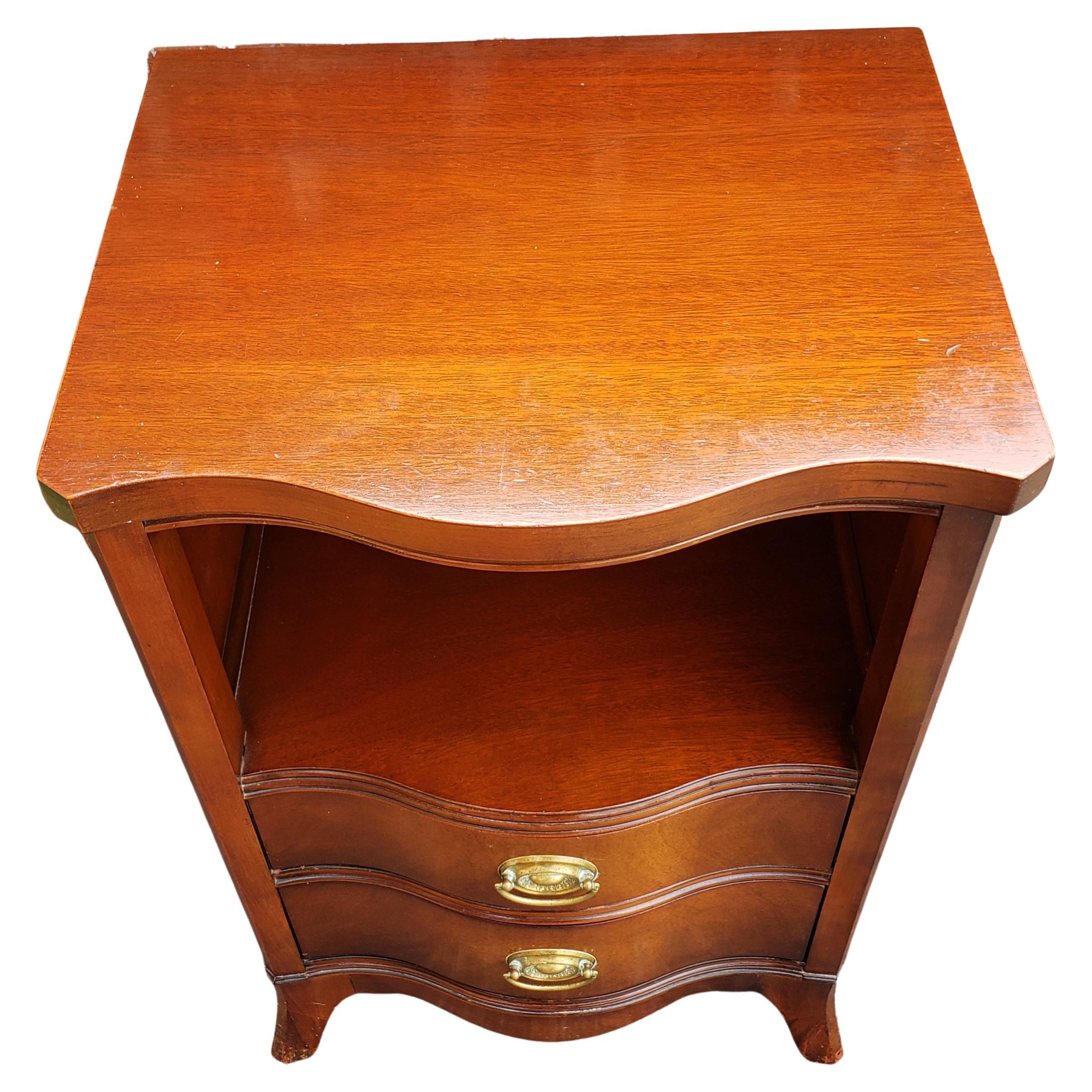 Drexel Travis Court Federal Mahogany Two Drawers Nightstand In Good Condition In Germantown, MD