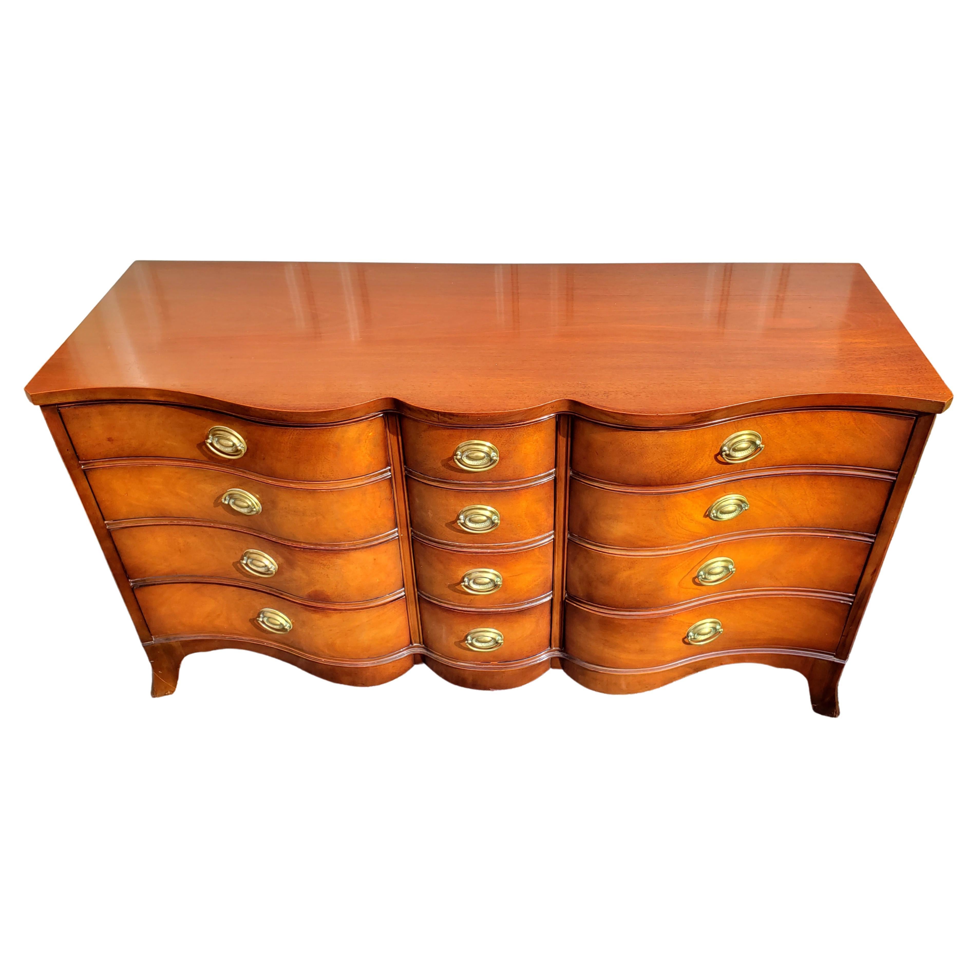 Veneer Drexel Travis Court Federal Serpentine Mahogany Triple Dresser