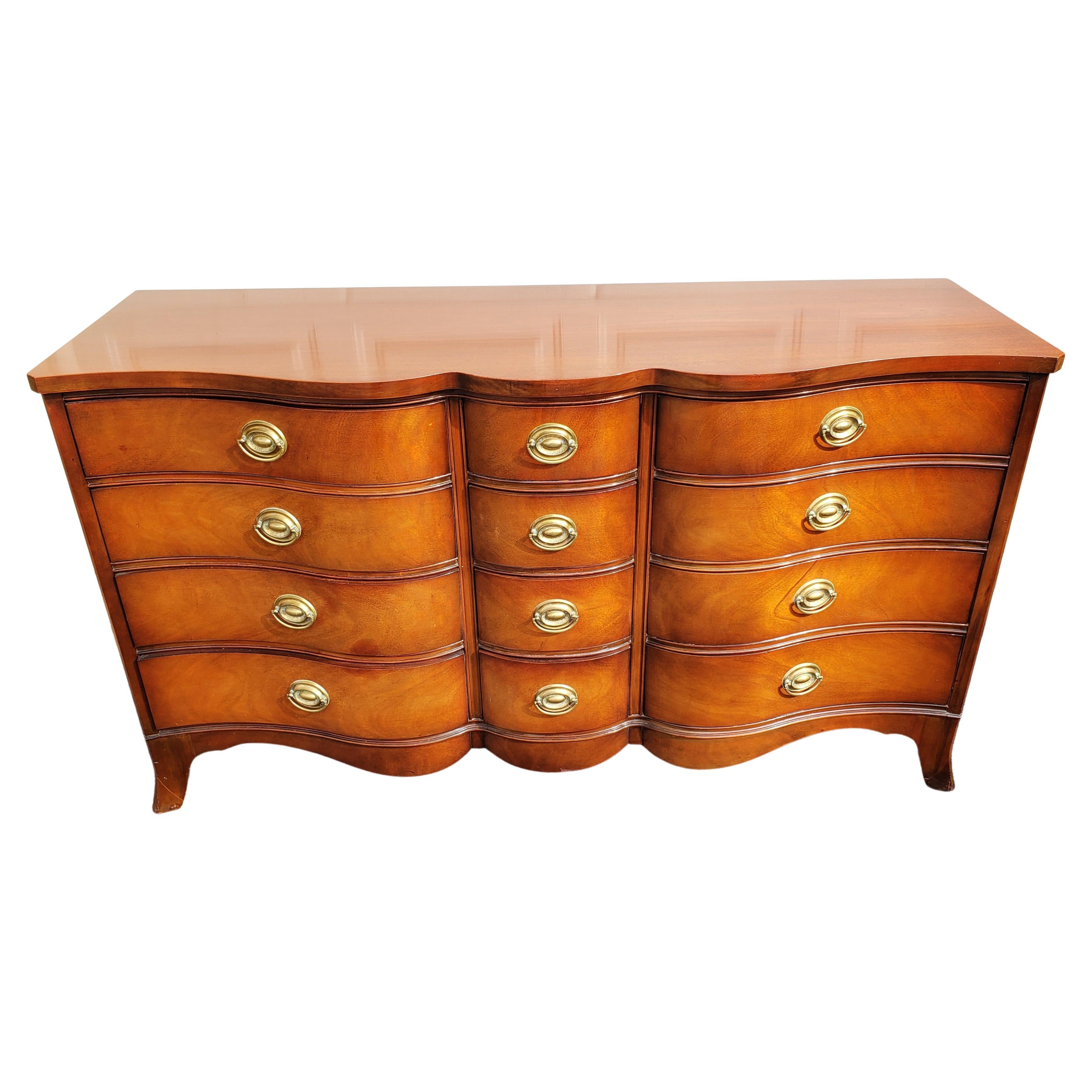 Drexel Travis Court Federal Serpentine Mahogany Triple Dresser