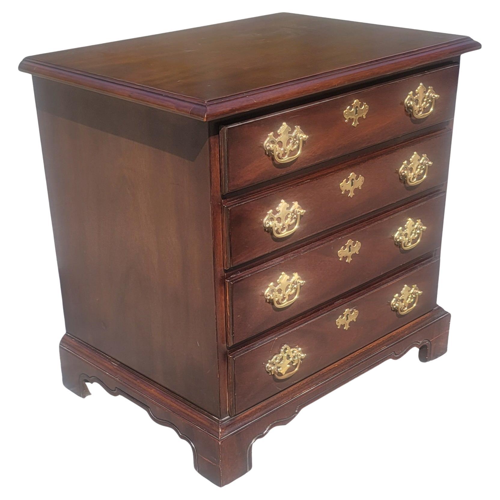 American Drexel Bicentennial Chippendale Mahogany Four Drawers Bedside Chest of Drawers For Sale