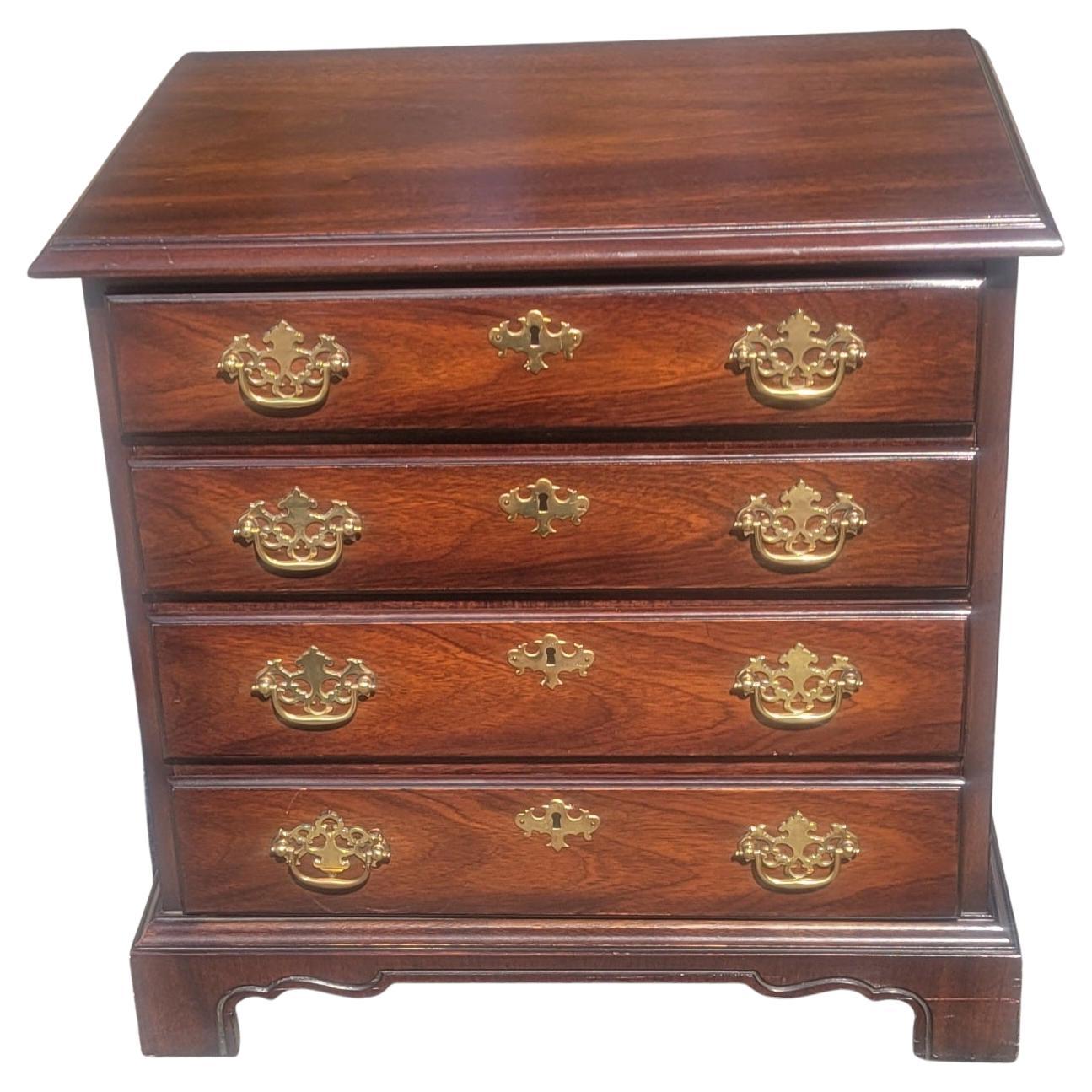 Drexel Bicentennial Chippendale Mahogany Four Drawers Bedside Chest of Drawers