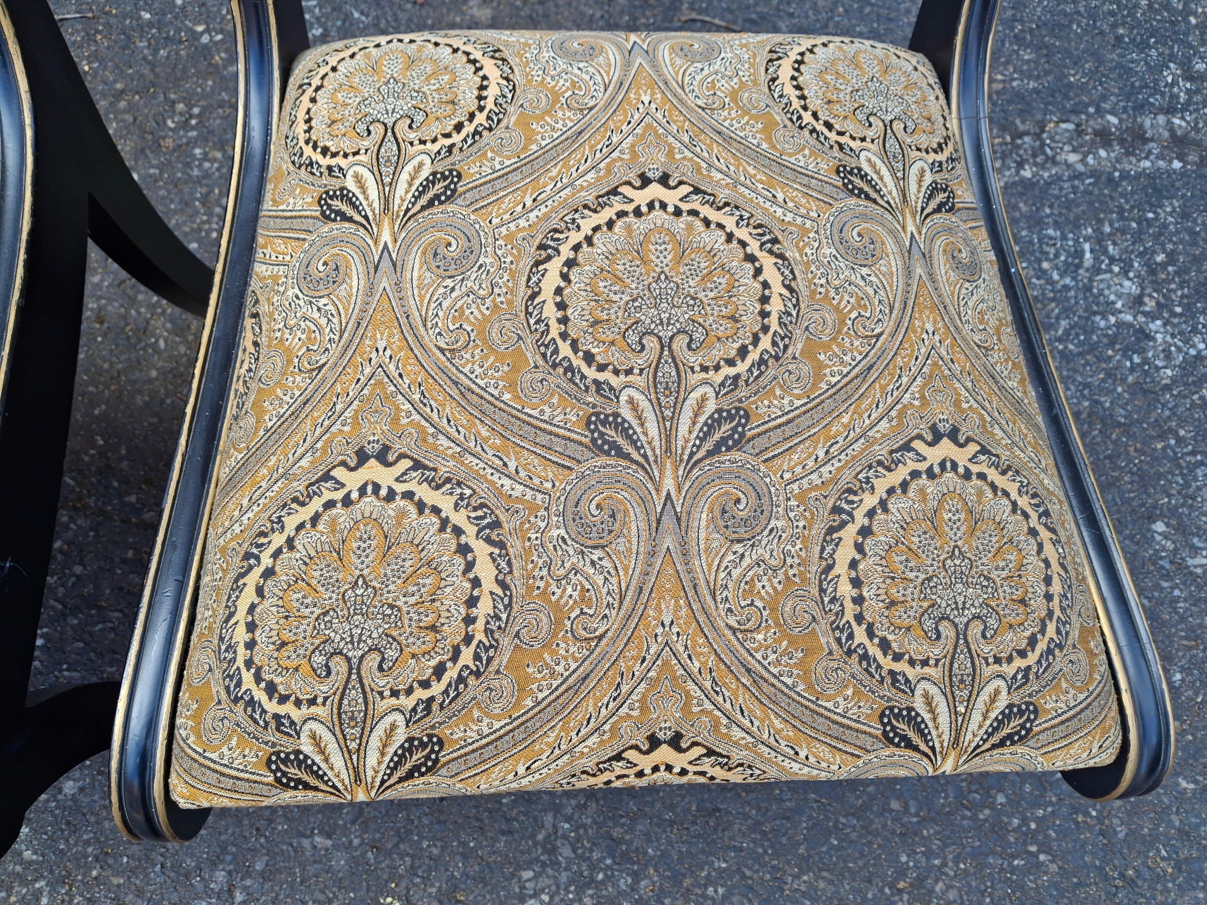 Ébénisé Drexel chaises de salle à manger en laque noire Chinoiserie Klismos style Regency, ensemble de 6 en vente