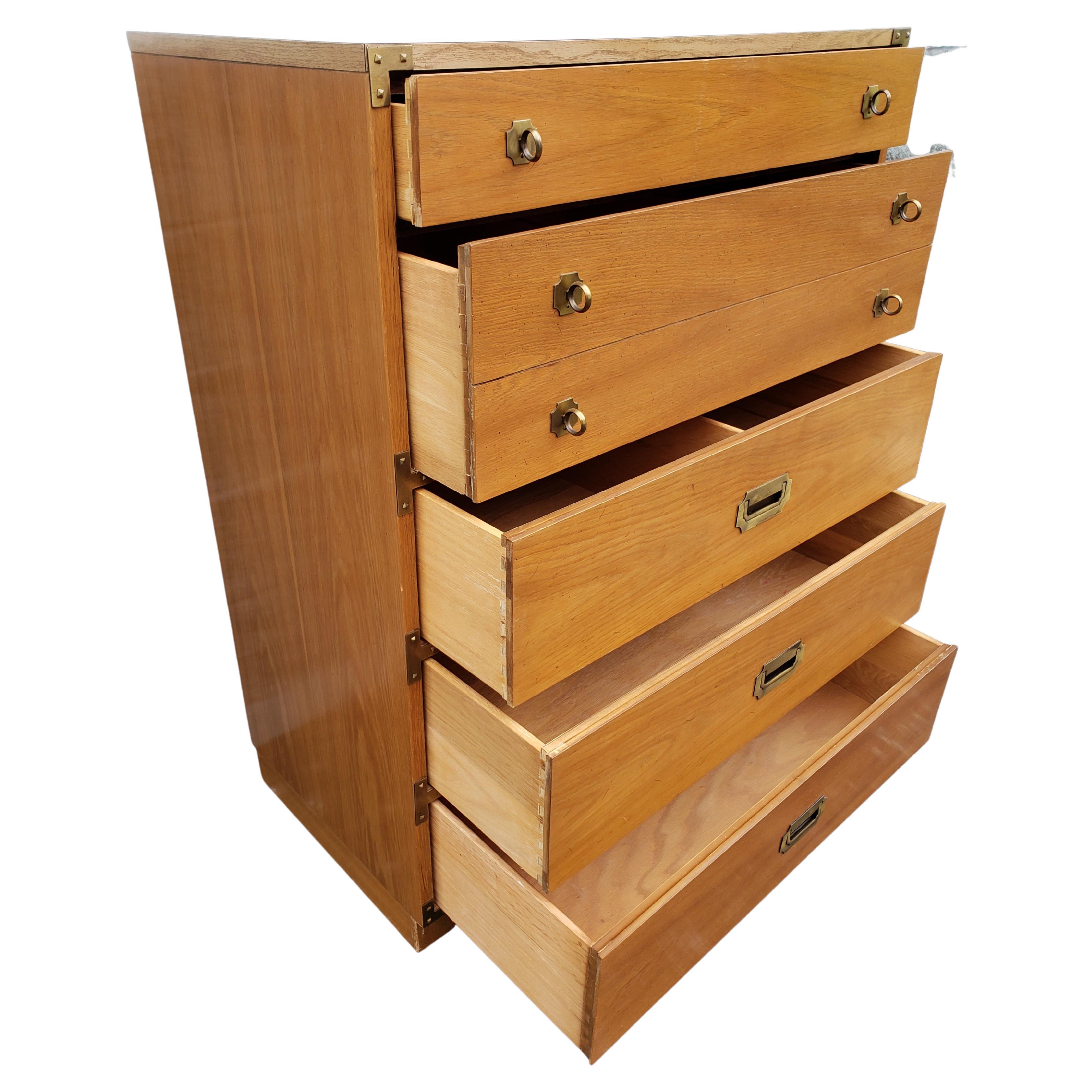 Woodwork Drexel Campaign Chest of Drawers / Bachelor Chest, Circa 1960s For Sale