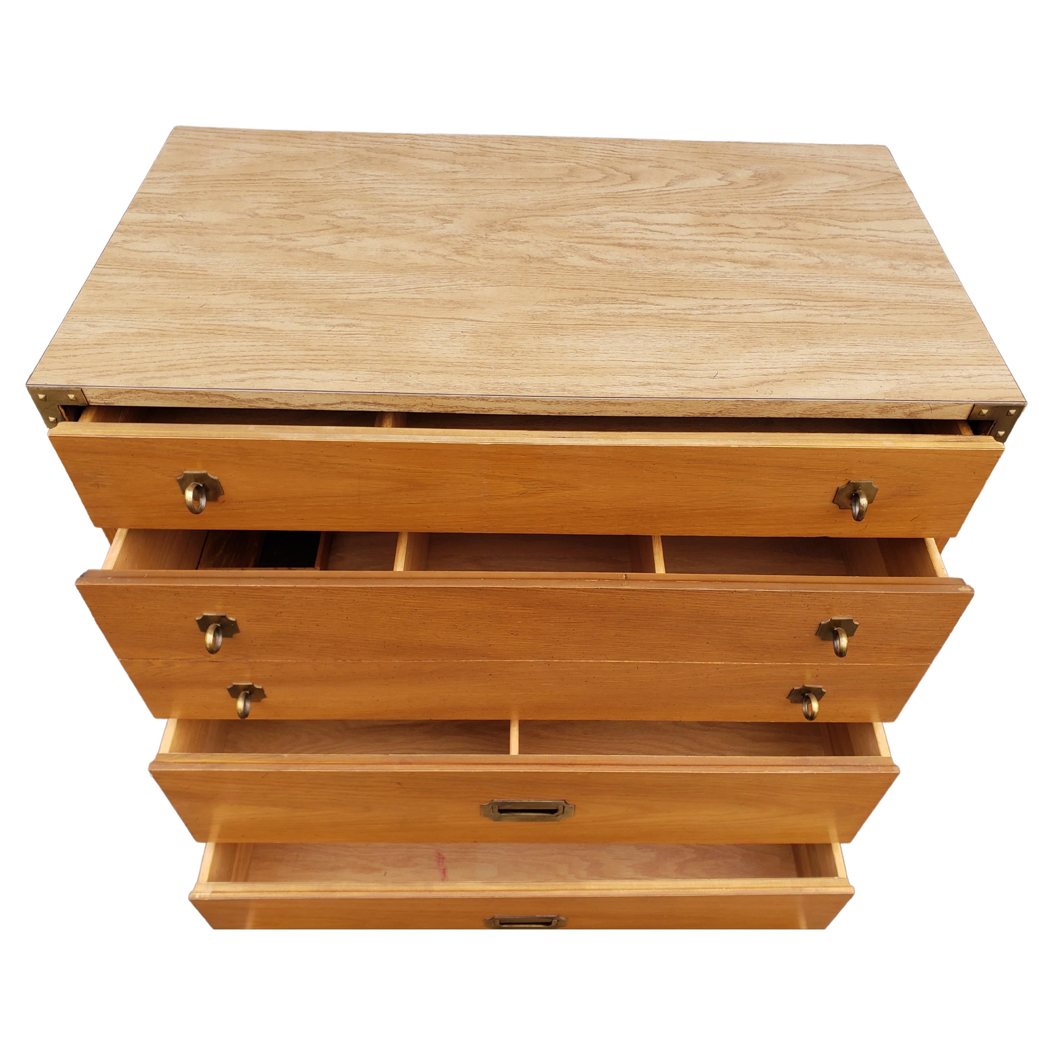 20th Century Drexel Campaign Chest of Drawers / Bachelor Chest, Circa 1960s For Sale