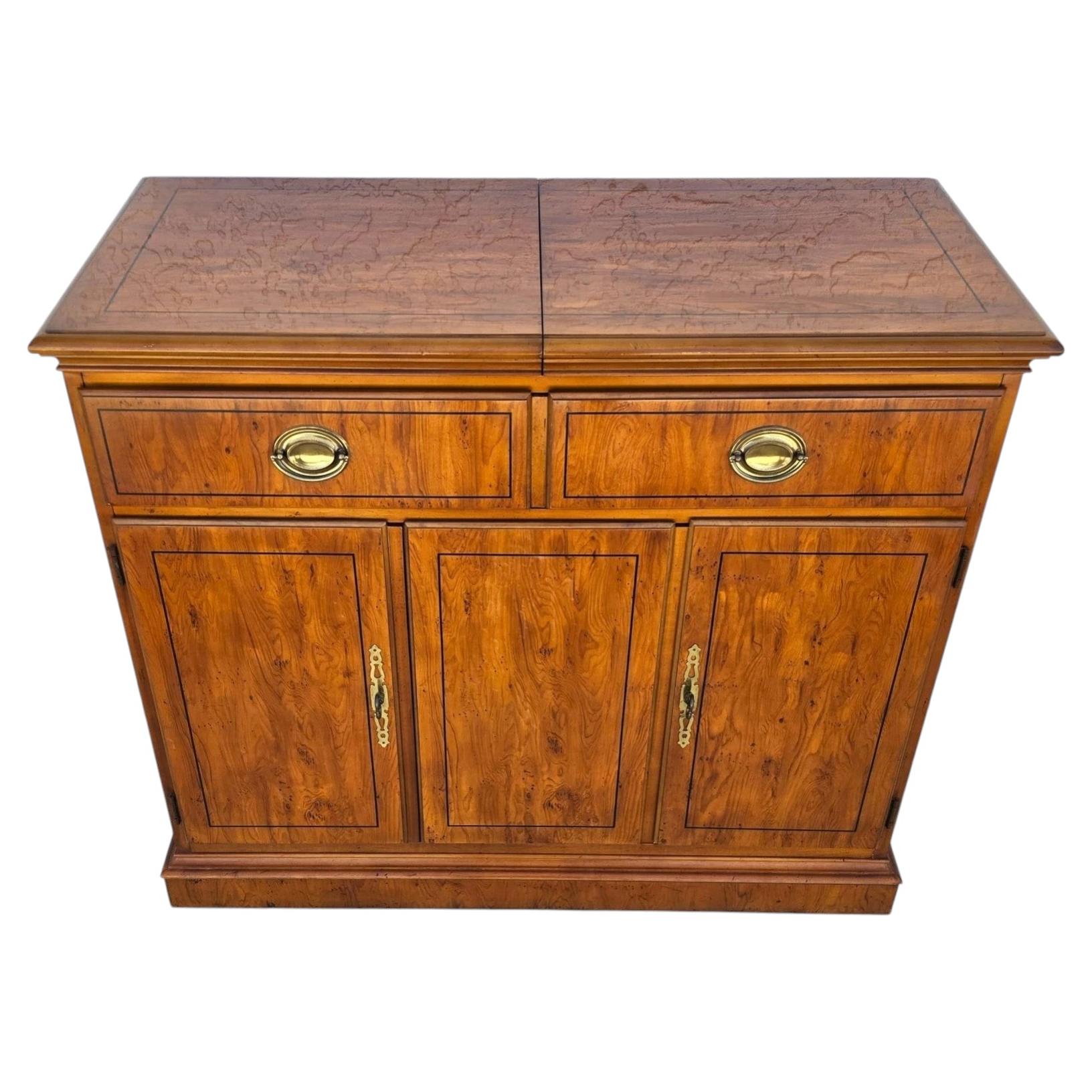 Drexel Campaign Dry Bar Side Board Slide Top Rolling 1970s For Sale