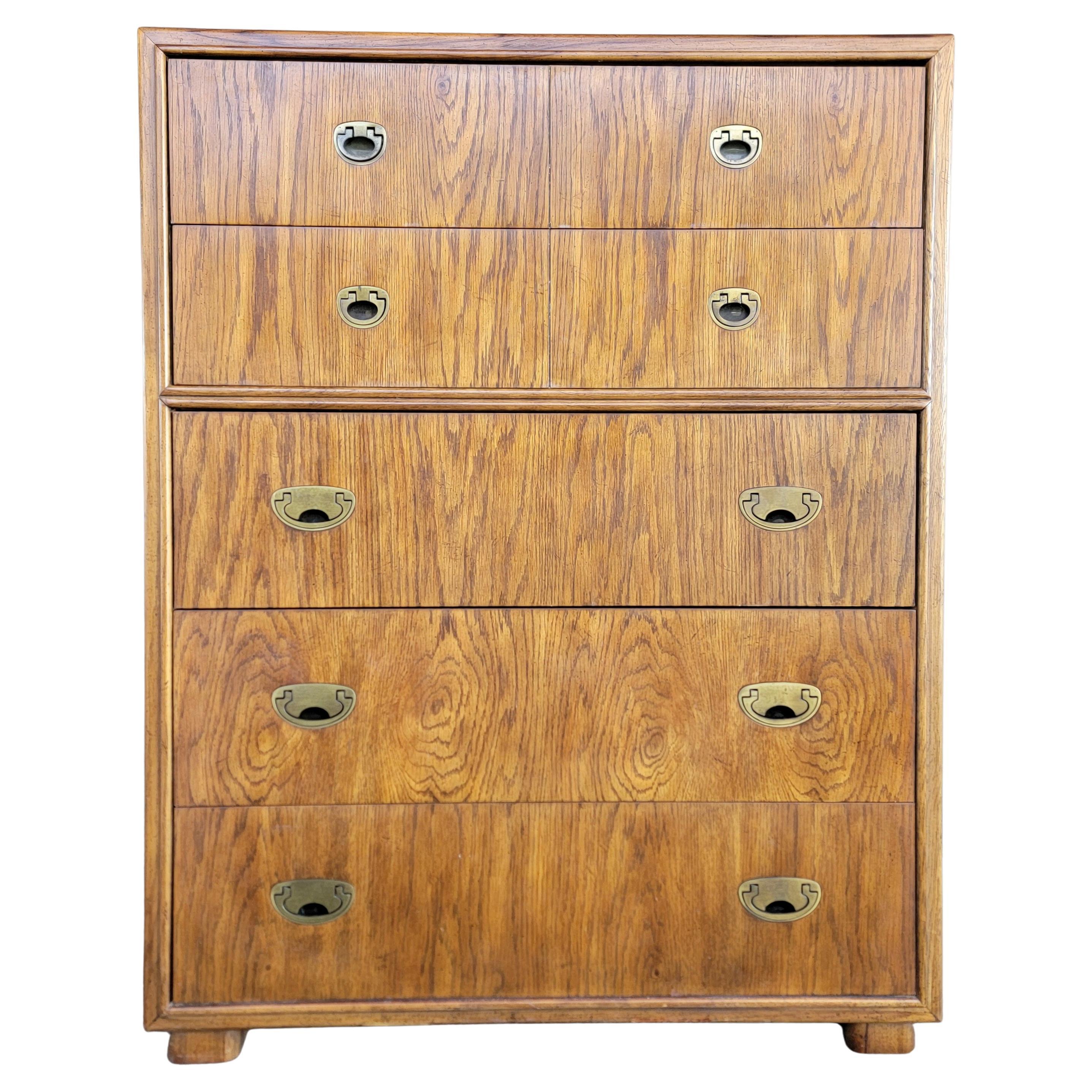 Drexel Campaign Highboy Dresser Chest of Drawers