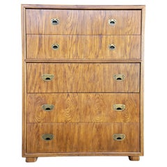 Drexel Campaign Highboy Dresser Chest of Drawers