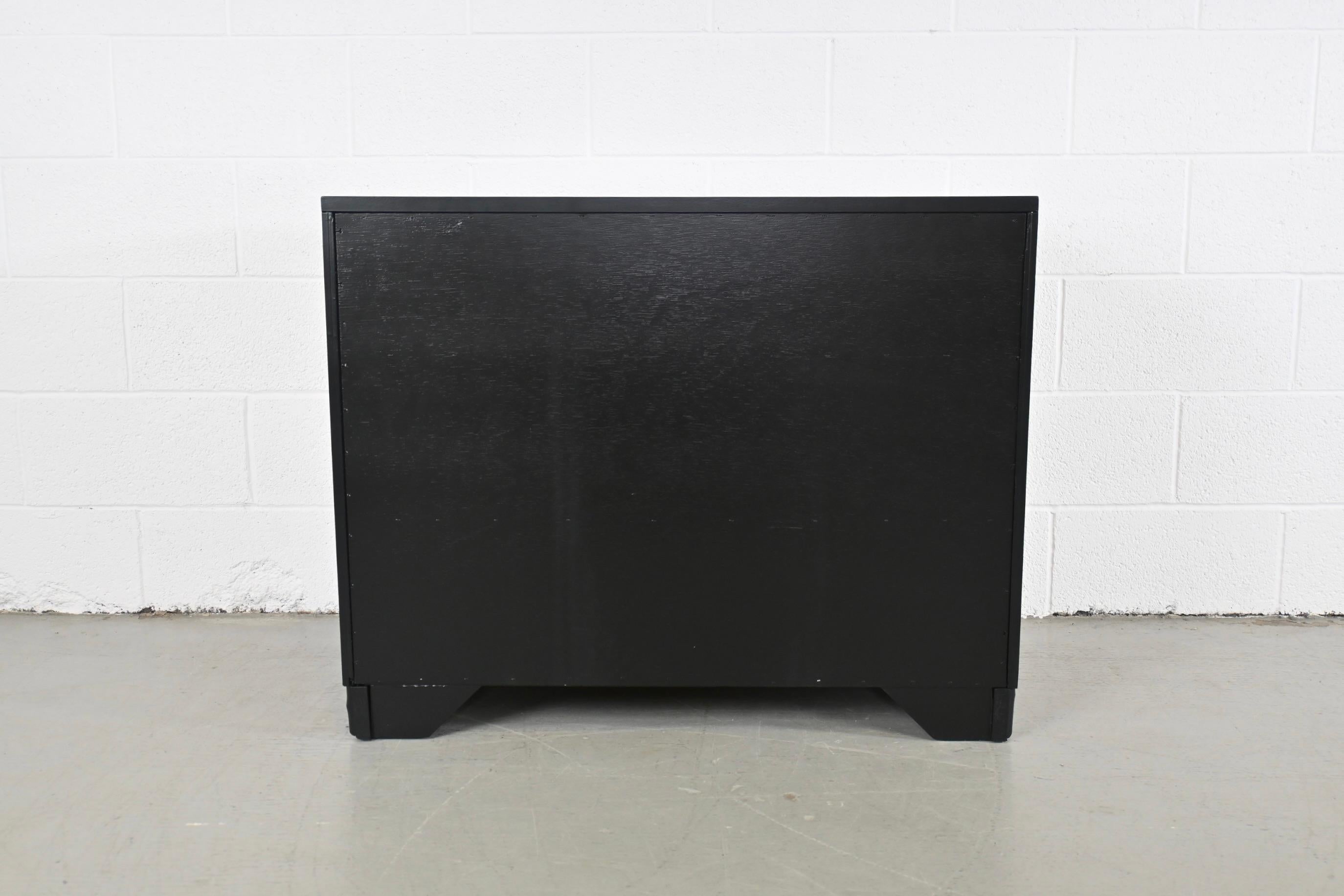 Drexel Captiva Mid-Century Modern Rattan Black Lacquered Chest of Drawers For Sale 5