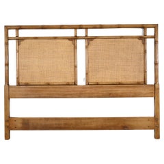 Vintage Drexel Captiva Mid-Century Rattan Queen Size Headboard