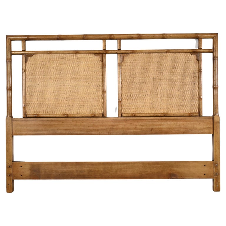 Drexel Captiva MidCentury Rattan Queen Size Headboard For Sale at 1stDibs
