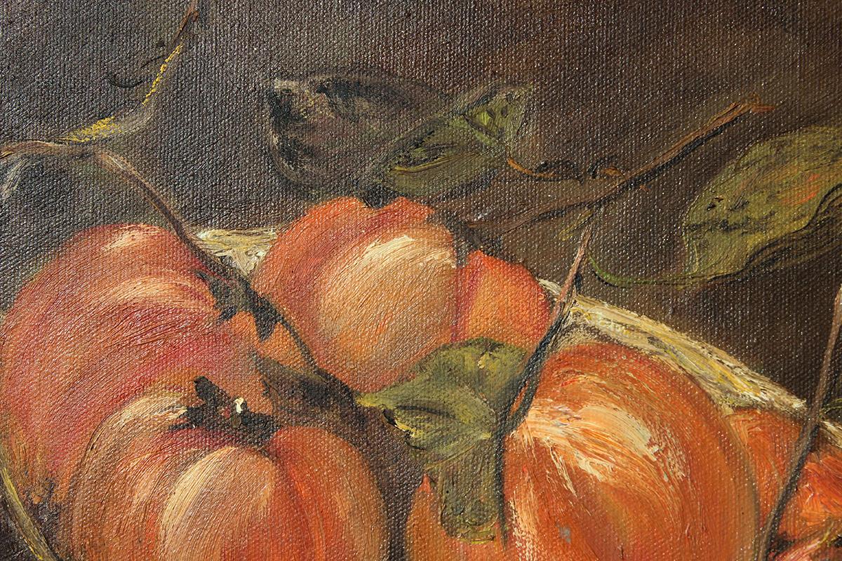 Warm Toned Realistic Interior Still Life of Freshly Picked Persimmons  For Sale 2