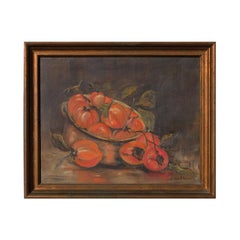 Warm Toned Realistic Interior Still Life of Freshly Picked Persimmons