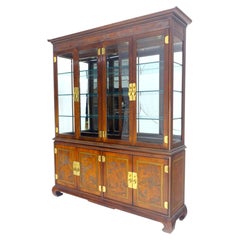 Drexel Chinoiserie Style Breakfront Display Case Cabinet w/ Lights MINT!