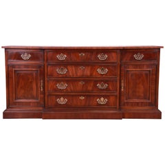 Drexel Chippendale Banded Flame Mahogany Sideboard Credenza