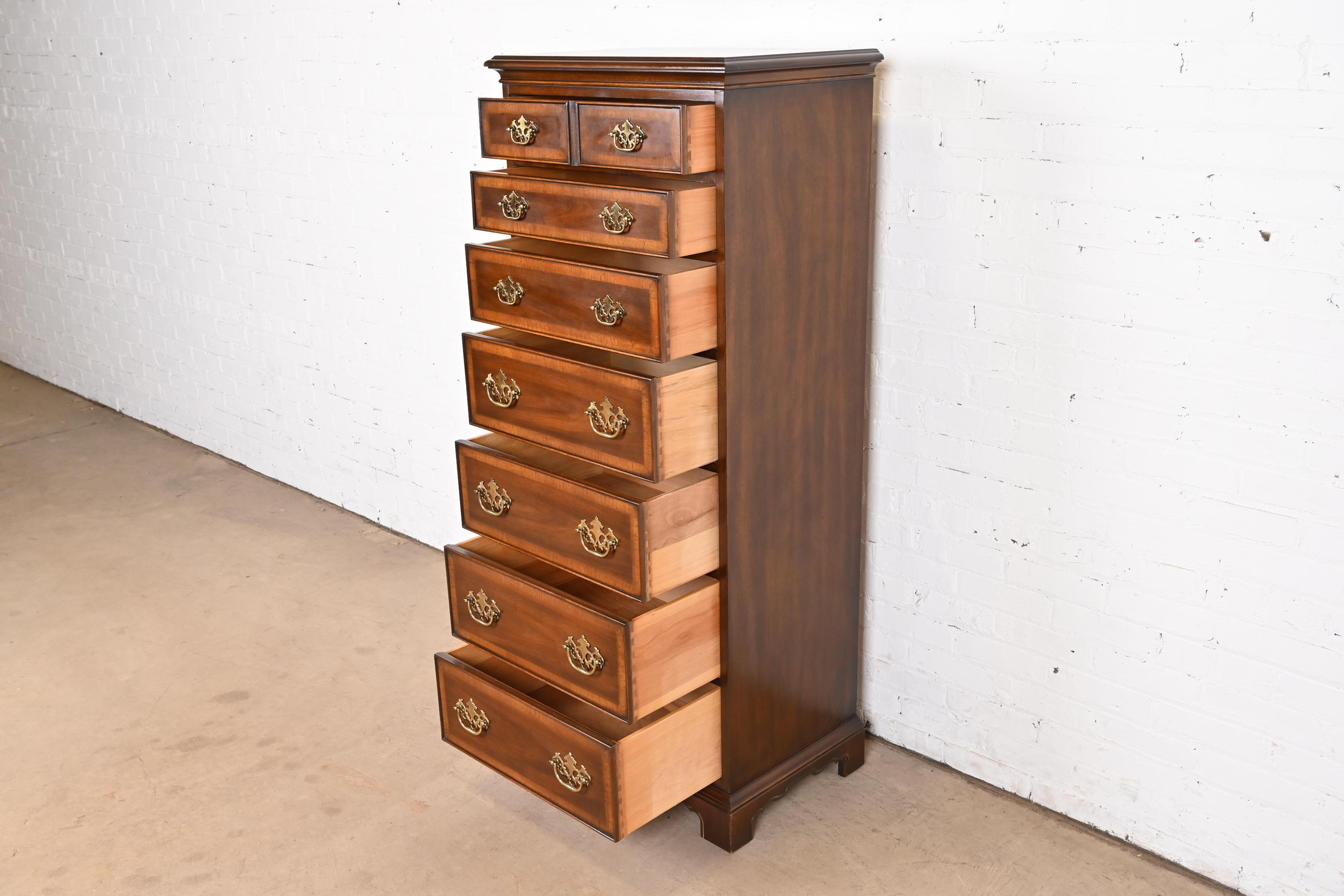 Drexel Chippendale Banded Mahogany Lingerie Chest or Semainier 4