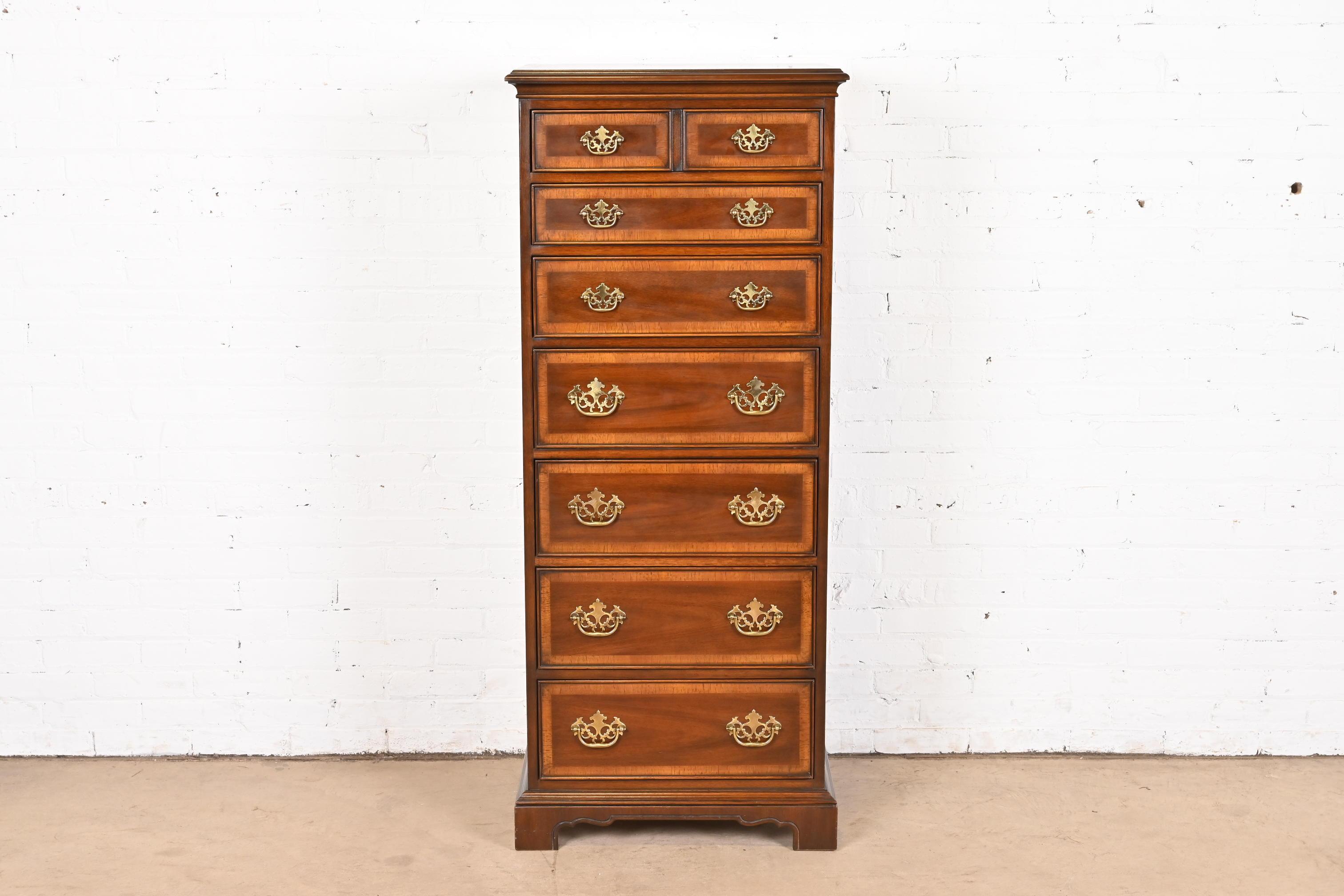 A gorgeous Georgian or Chippendale style seven-drawer highboy dresser or lingerie chest

By Drexel, 