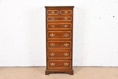 Drexel Chippendale Banded Mahogany Lingerie Chest or Semainier