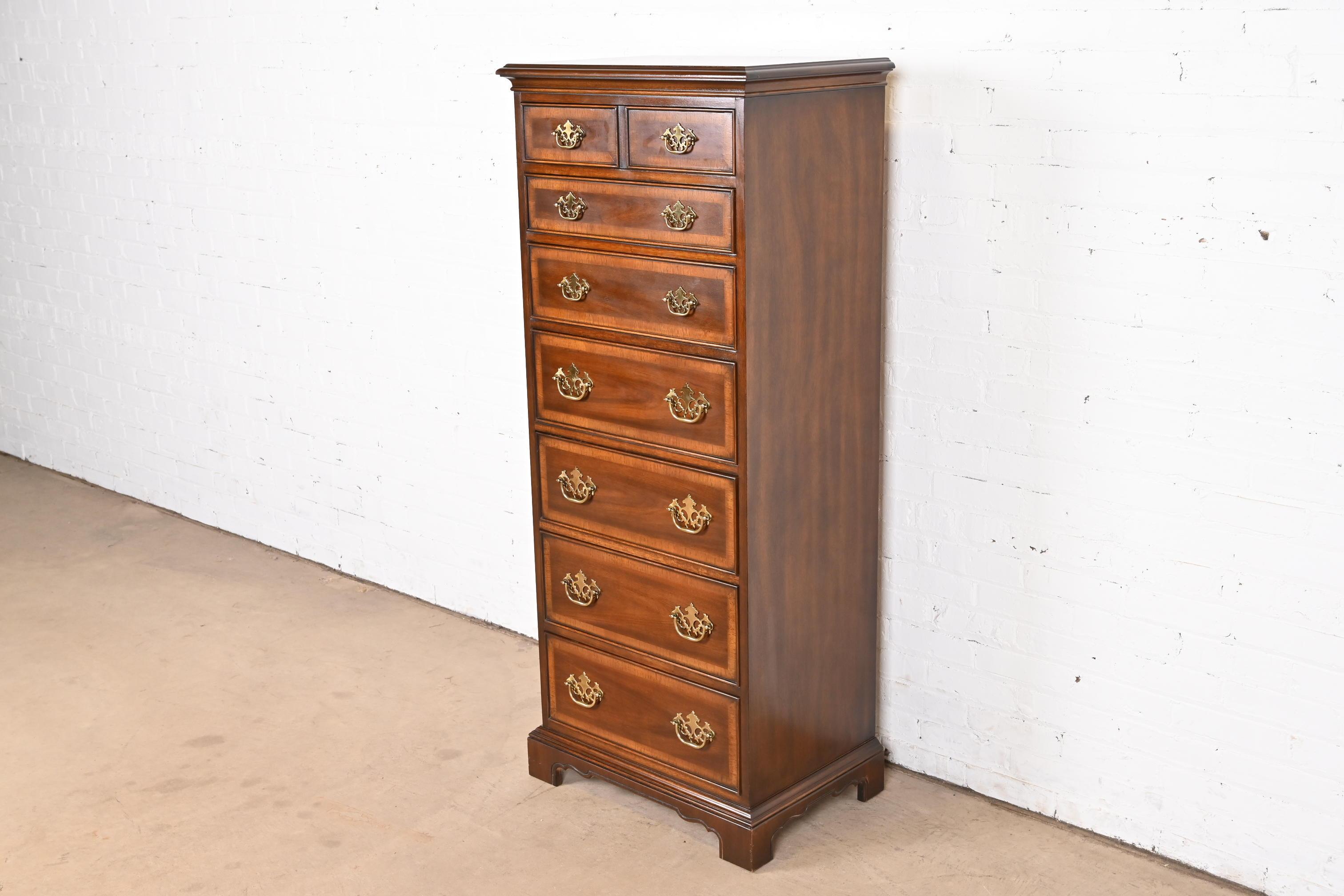 Drexel Chippendale Banded Mahogany Lingerie Chest or Semainier 1