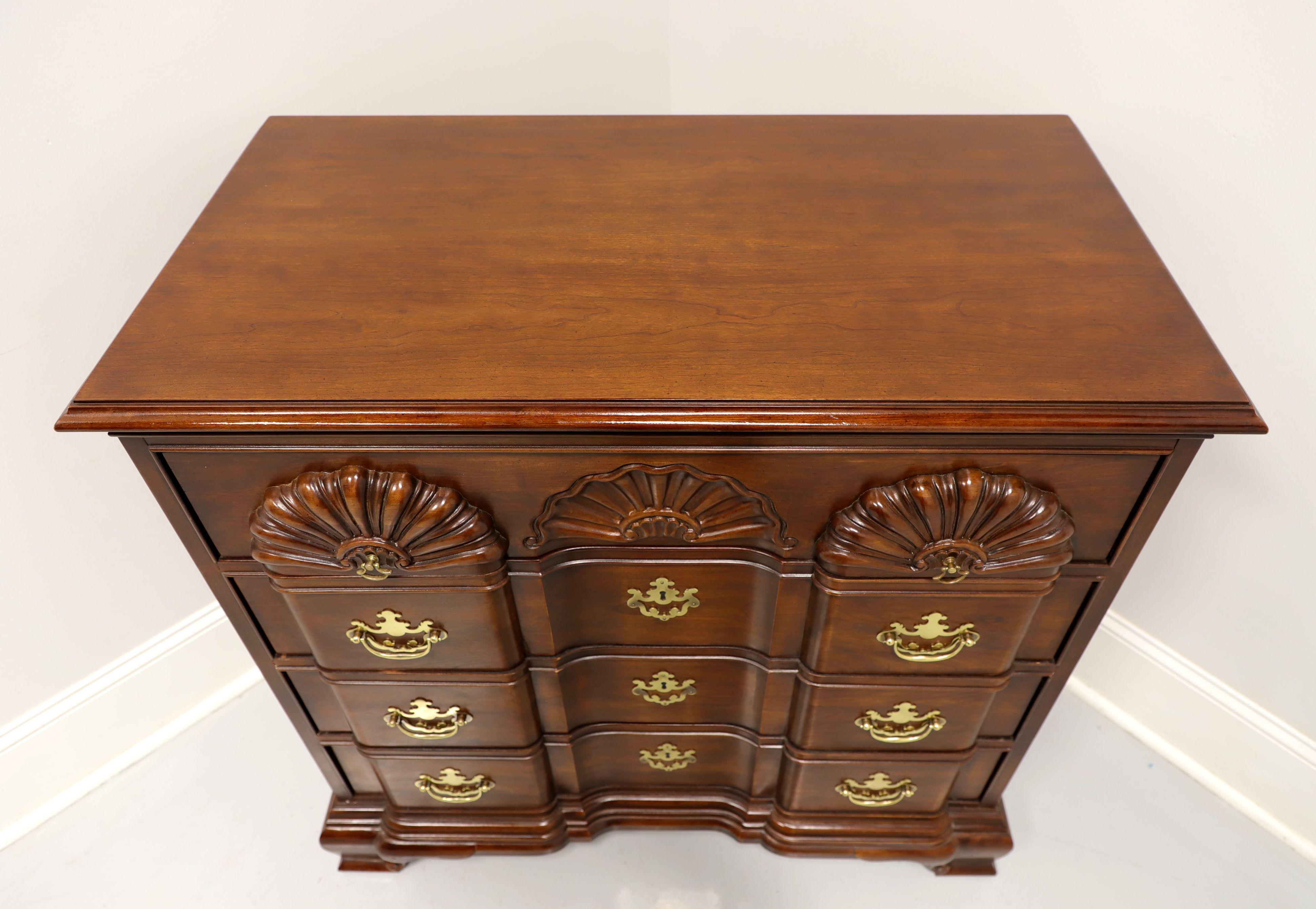 Brass DREXEL Chippendale Cherry Block Front Goddard Bachelor Chest For Sale