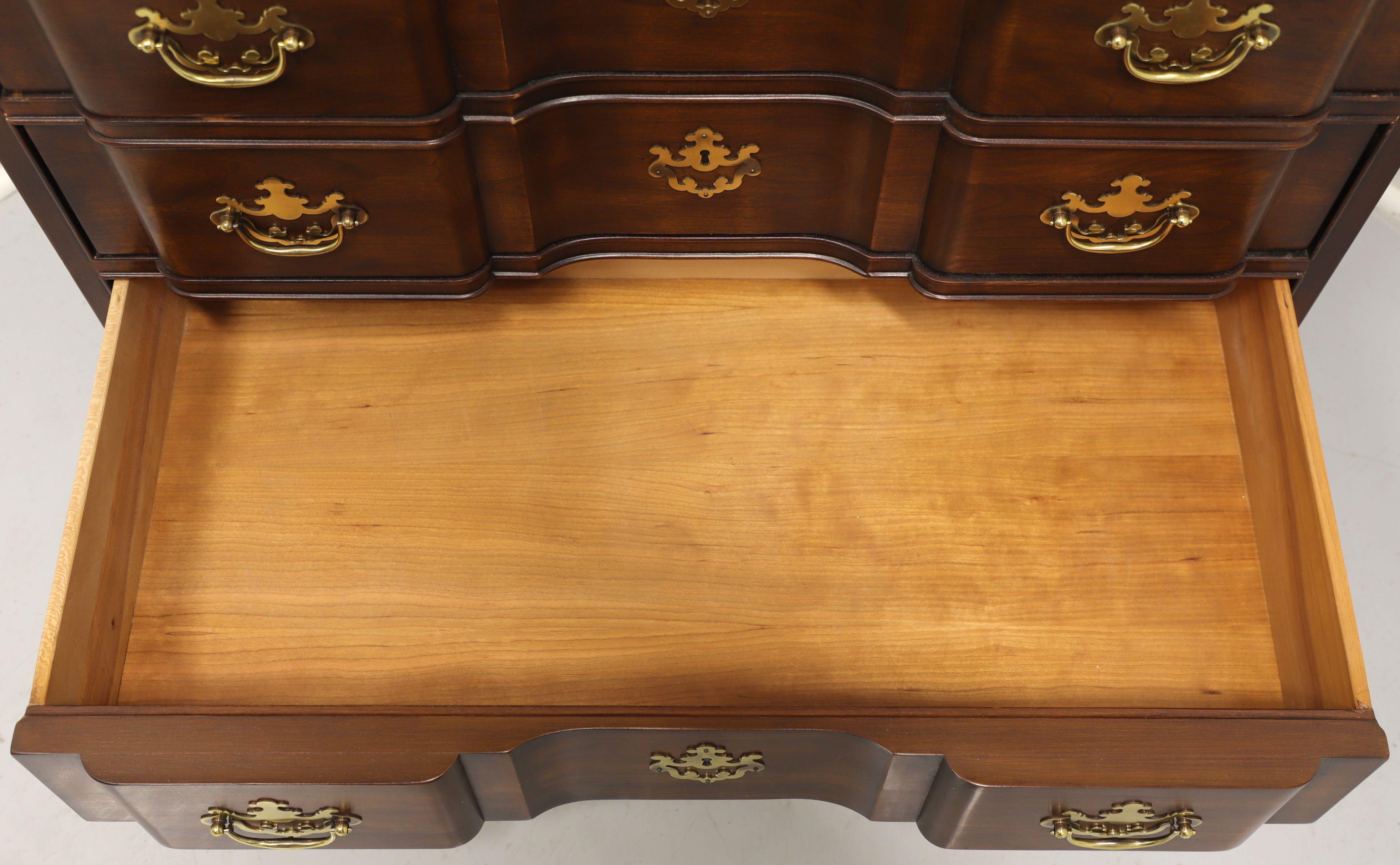 DREXEL Chippendale Cherry Block Front Goddard Bachelor Chest For Sale 2