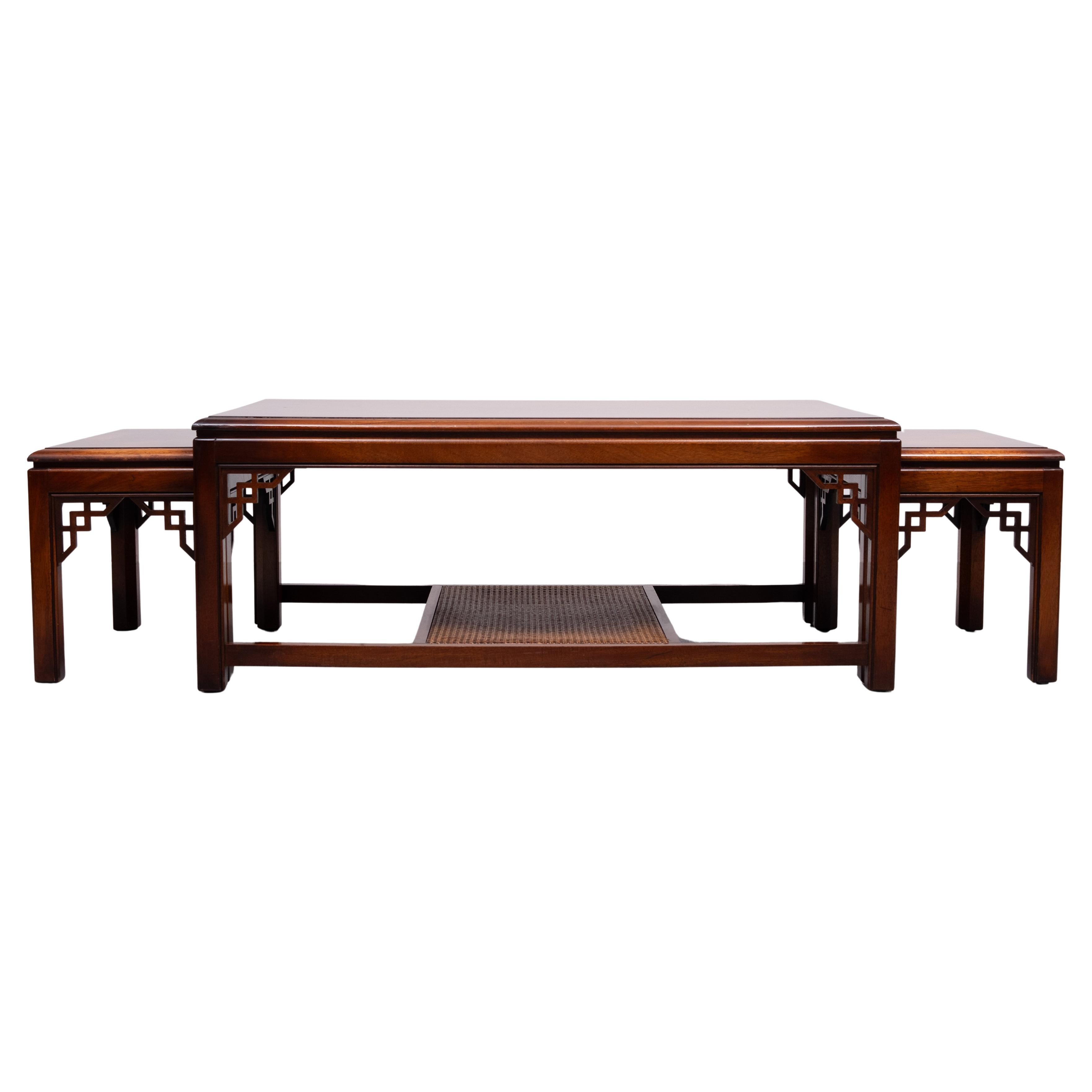 Drexel Chippendale  Coffee table and 2 insert Tables  1970s