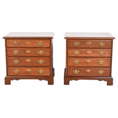Drexel Chippendale Mahogany Four-Drawer Bedside Chests, Newly Refinished