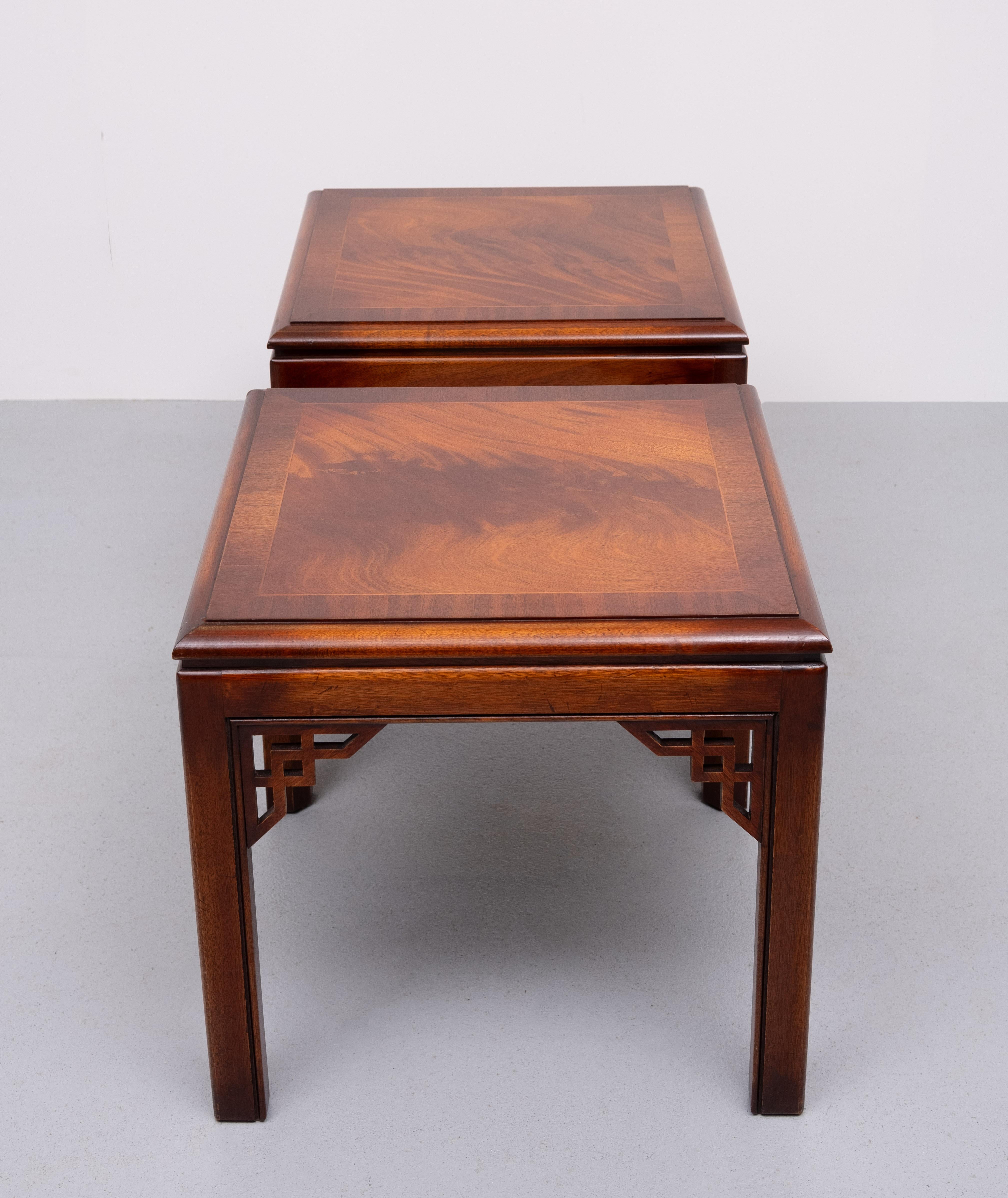 Drexel Chippendale pair Mahogany Sofa Tables  1970s USA In Good Condition For Sale In Den Haag, NL
