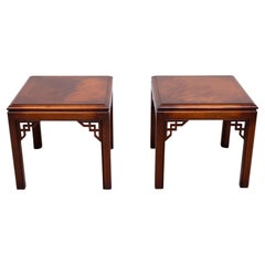 Drexel Chippendale pair Mahogany Sofa Tables  1970s USA