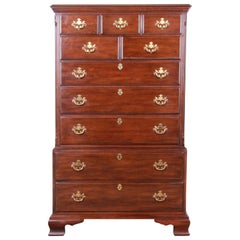 Vintage Drexel Chippendale Style 10-Drawer Solid Cherry Highboy Dresser