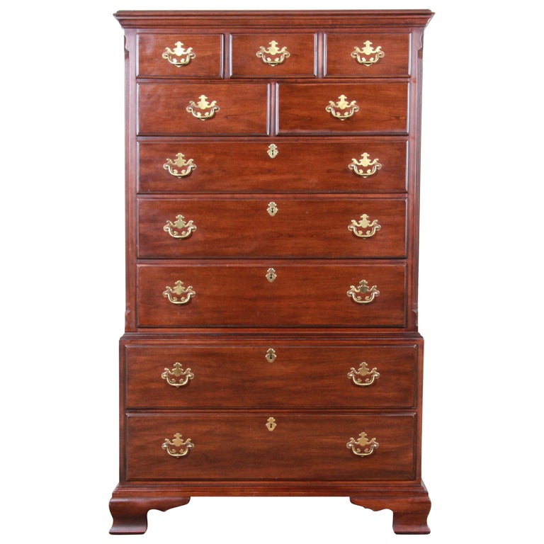 Drexel Chippendale Style 10 Drawer Solid Cherry Highboy Dresser At