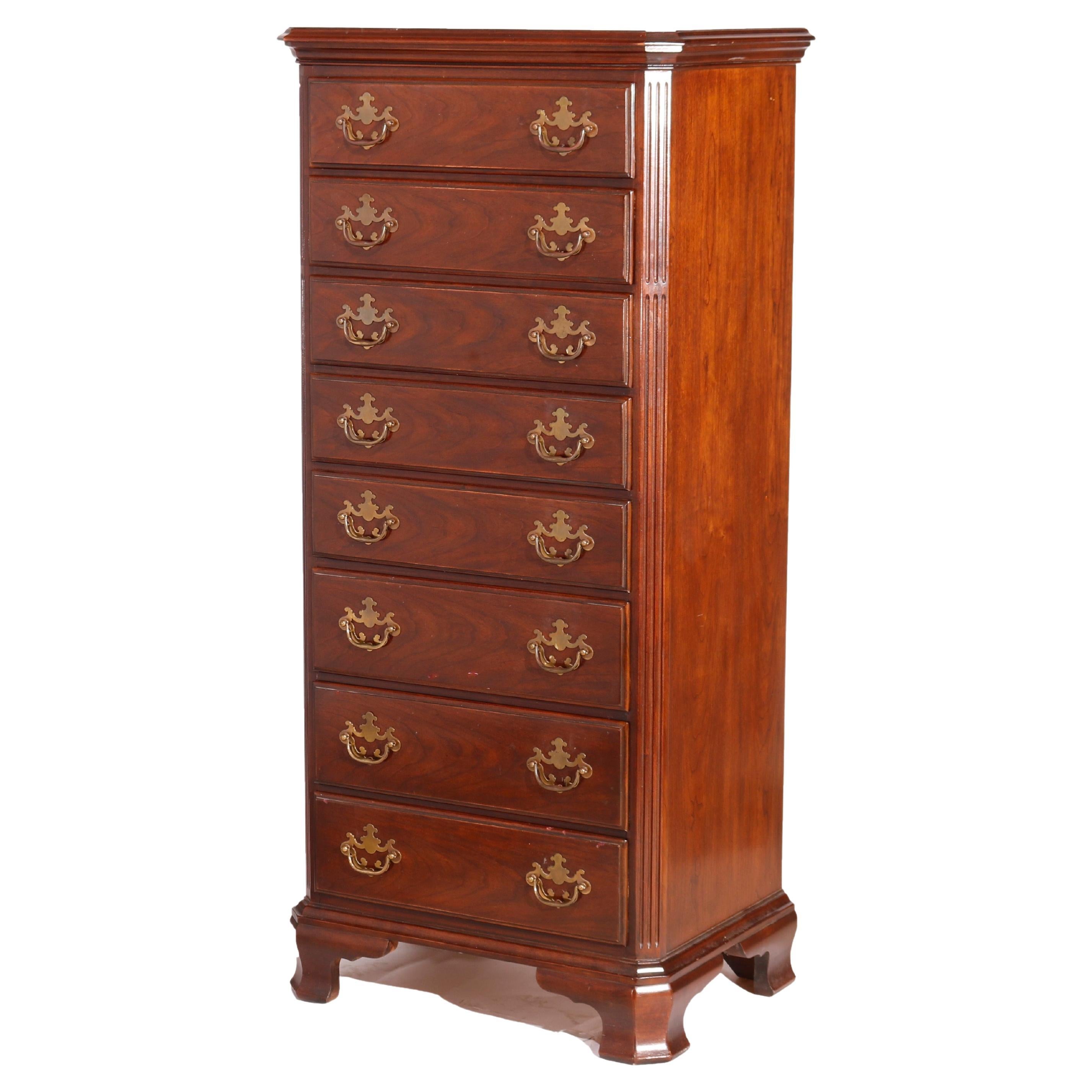 Drexel Chippendale Style Eight-Drawer Cherry Lingerie Chest, 20th Century